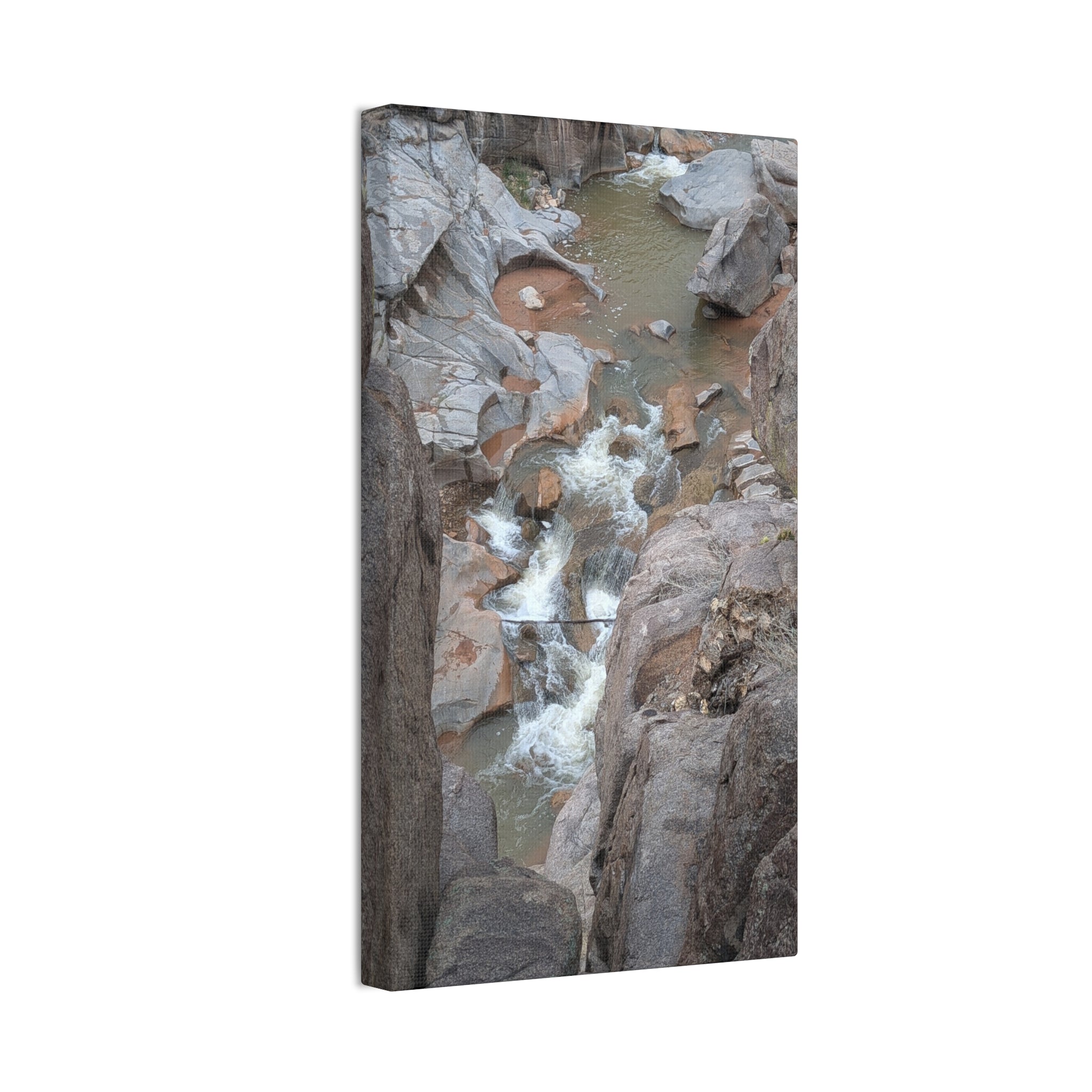Gorge Rapids Canvas Print — Vertical River Canyon Wall Art