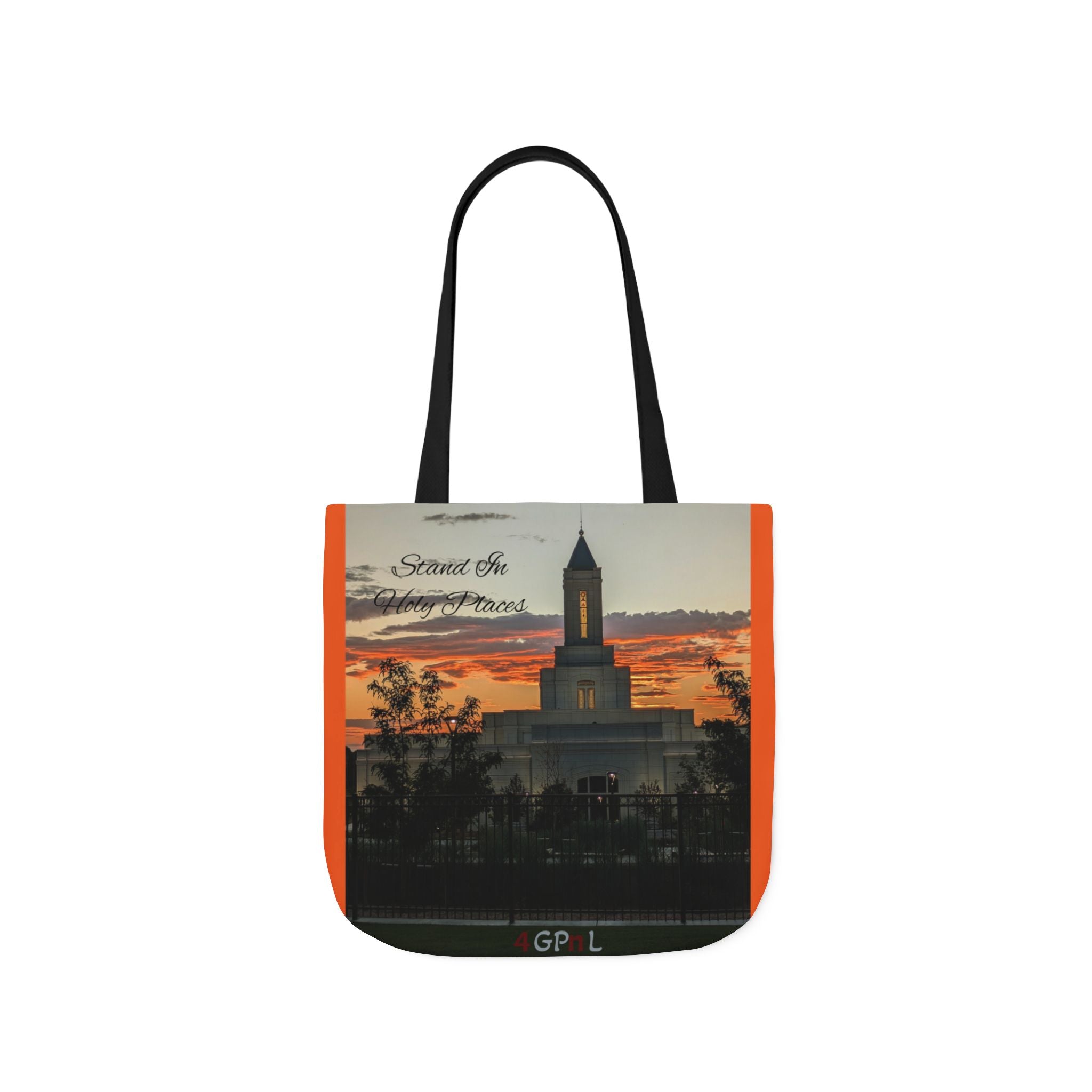 Grand Junction, CO Temple Canvas Tote Bag — Scenic Photo Print with Orange Accent Straps