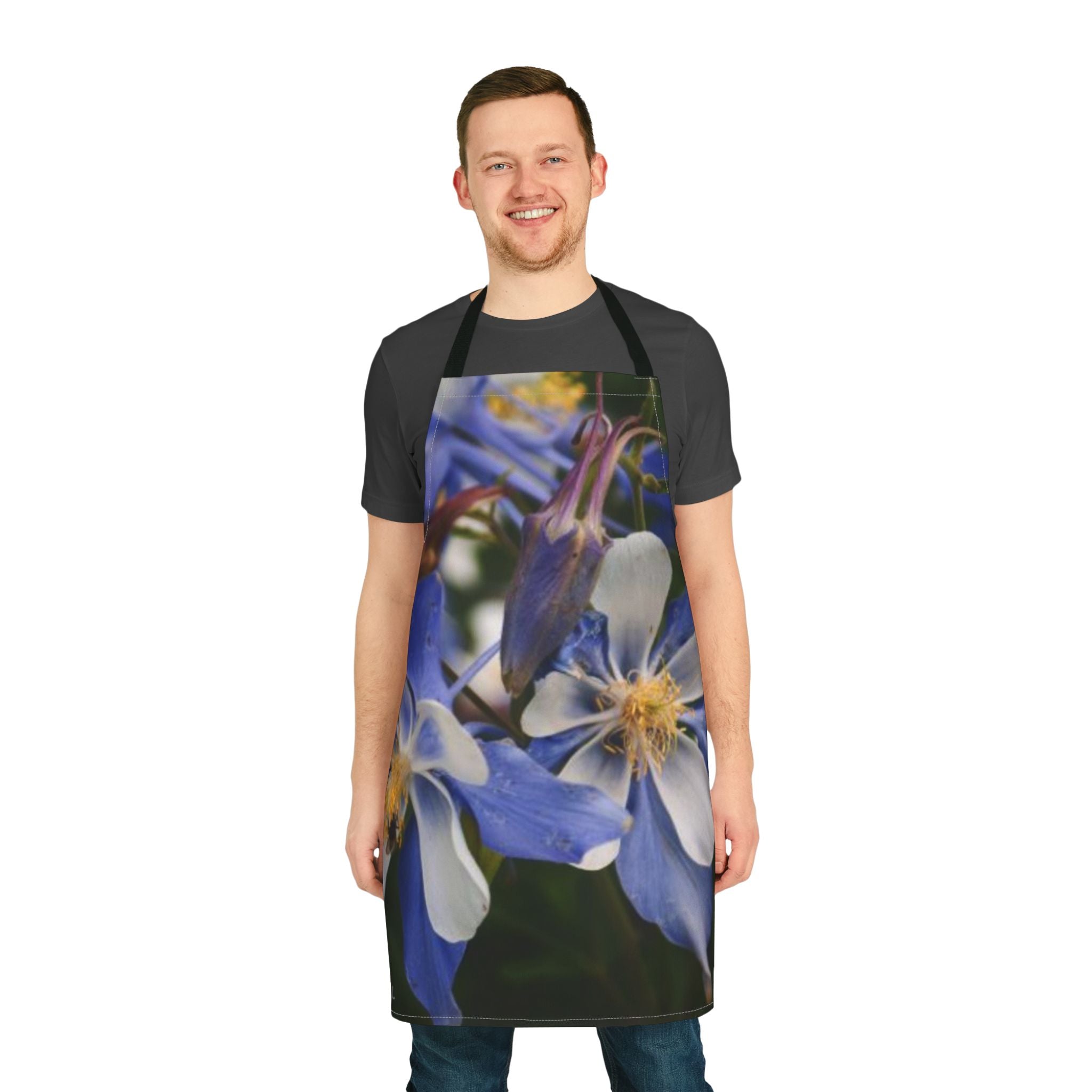 Blue Columbine Floral Apron — Gardeners & Home Cooks Gift