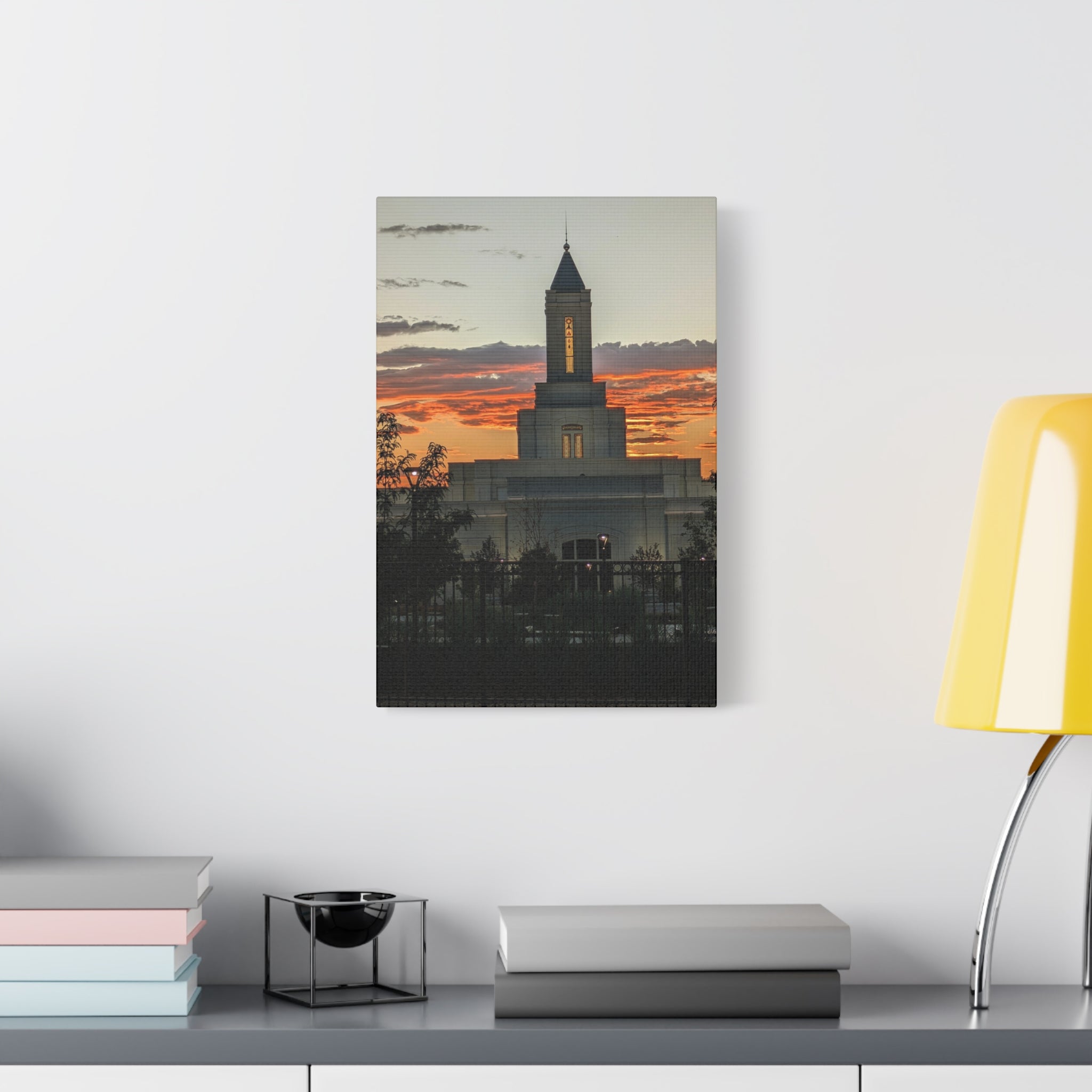Sunset Temple Canvas Print — Stretched Matte Wall Art