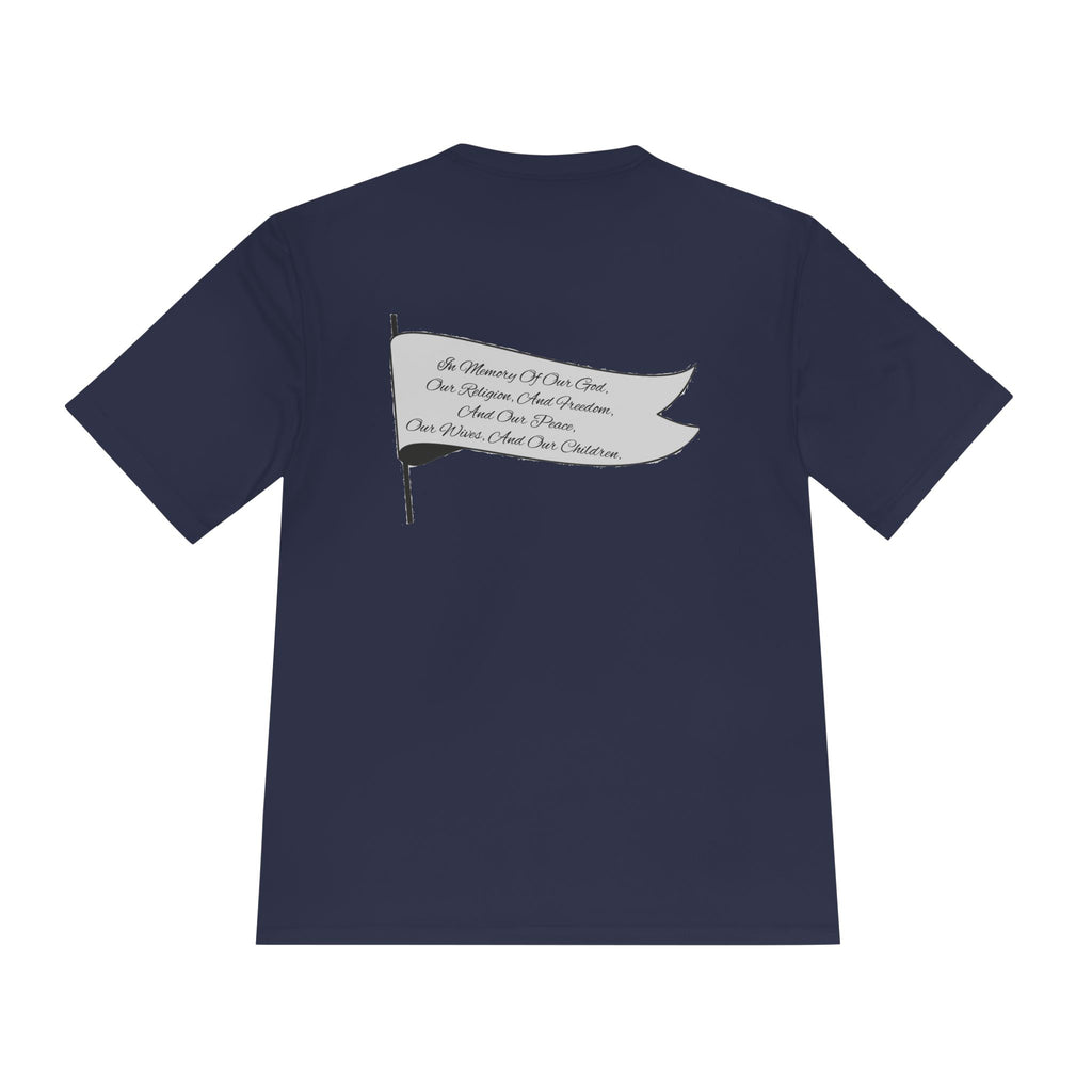 4GPnL "Title of Liberty" Flag Graphic Moisture-Wicking Tee — Inspirational Script Back Print