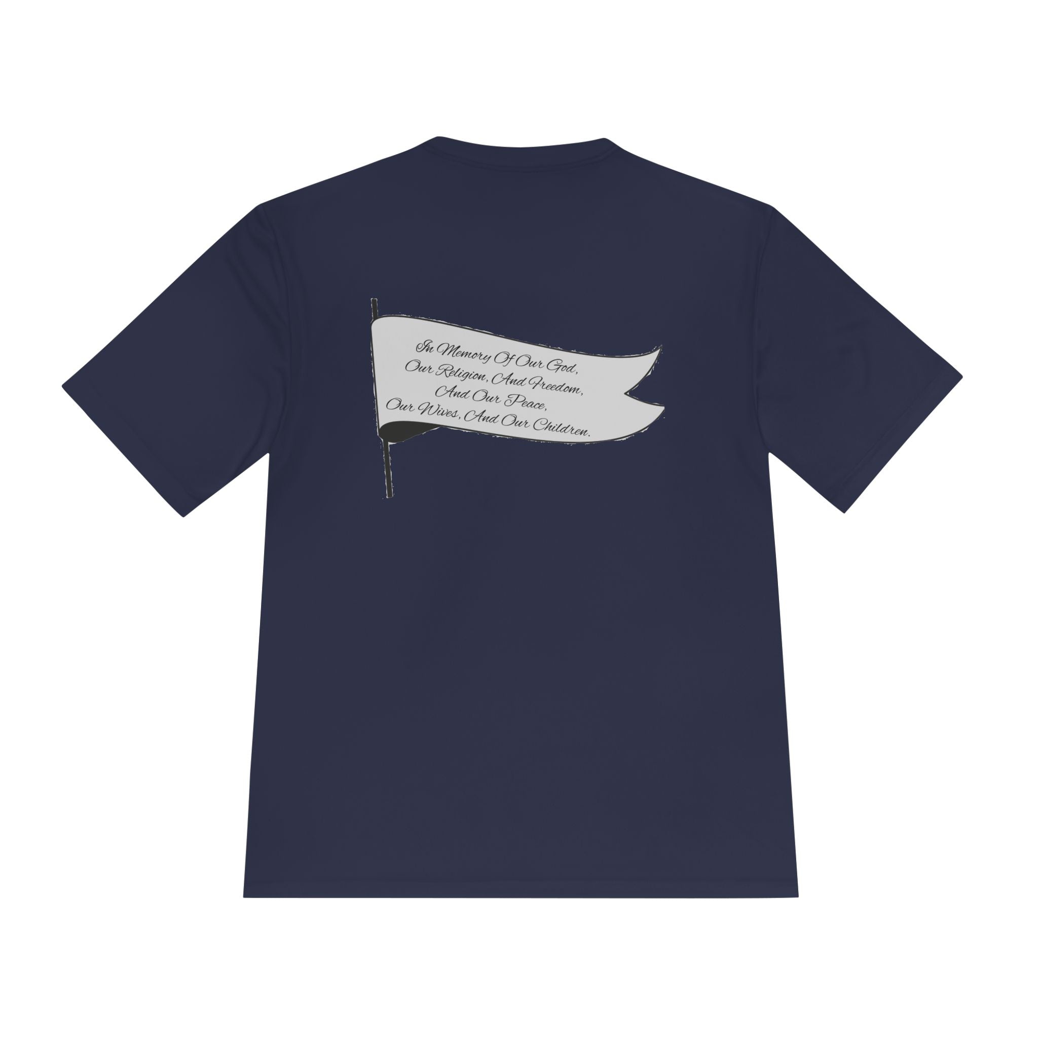 4GPnL "Title of Liberty" Flag Graphic Moisture-Wicking Tee — Inspirational Script Back Print