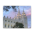 Salt Lake Temple Canvas Print — Pink Sky Religious Wall Art