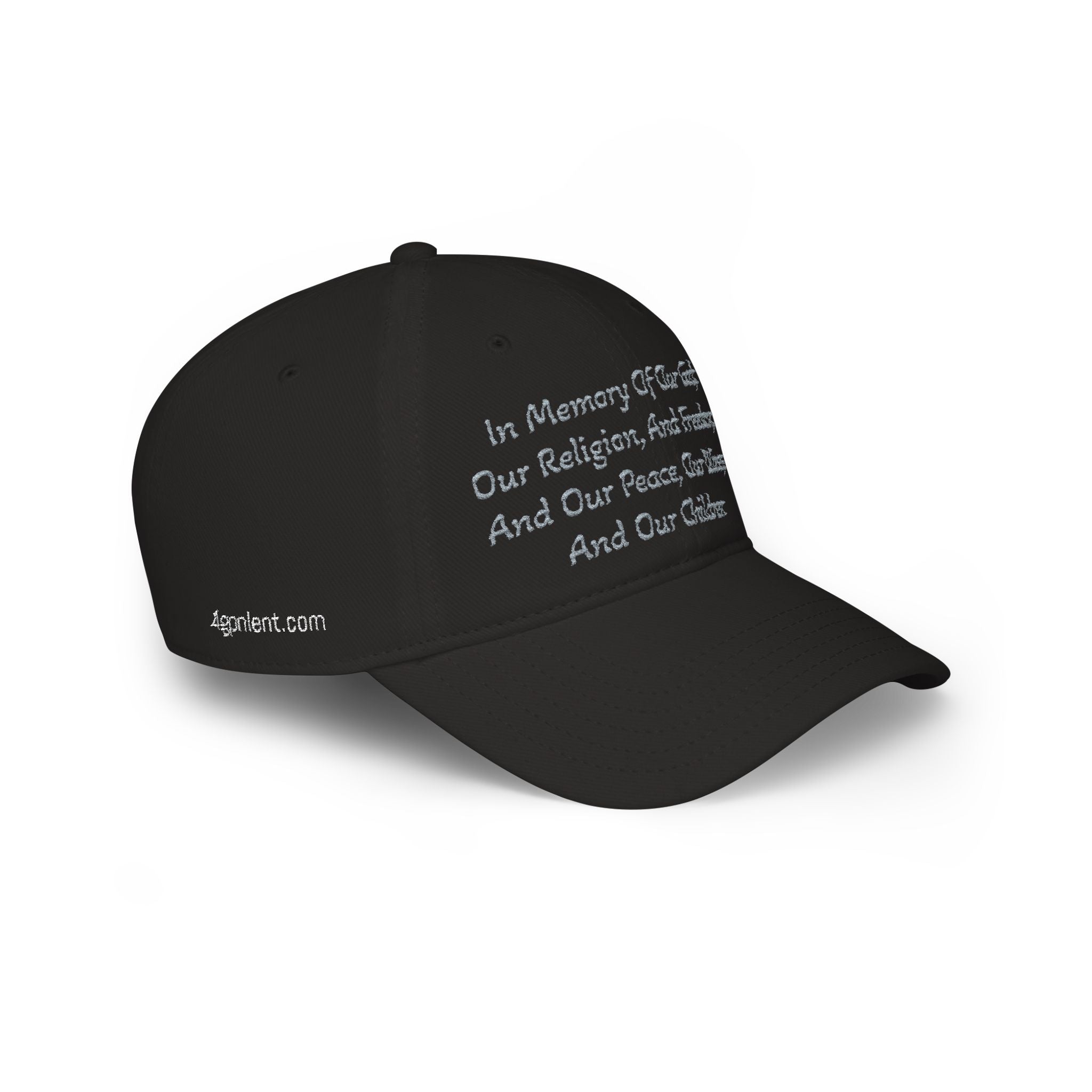 Embroidered Memorial Baseball Cap — "In Memory Of Our God, Our Religion, And Freedom..."