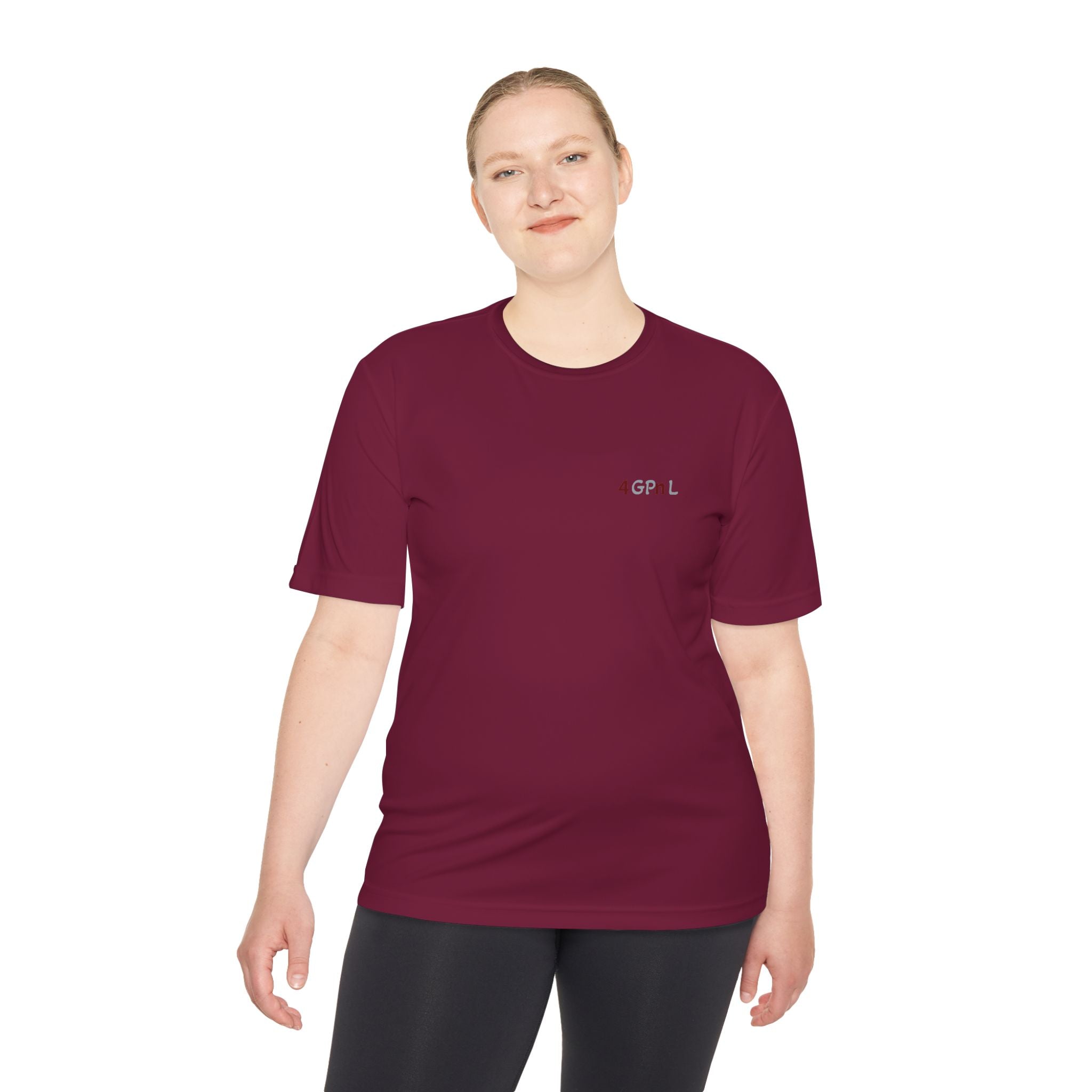 4GPnL "Title of Liberty" Flag Graphic Moisture-Wicking Tee — Inspirational Script Back Print