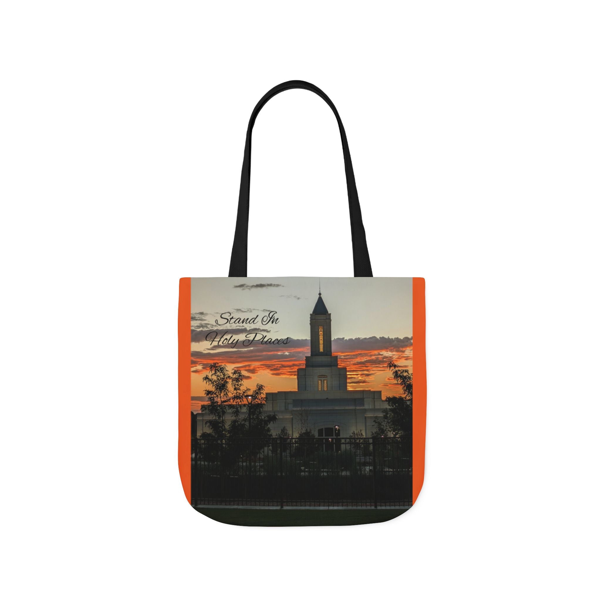 Grand Junction, CO Temple Canvas Tote Bag — Scenic Photo Print with Orange Accent Straps
