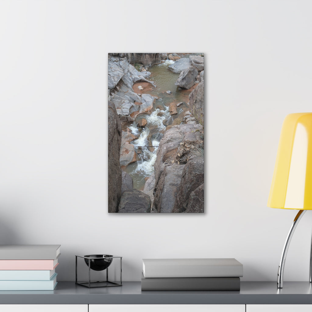 Gorge Rapids Canvas Print — Vertical River Canyon Wall Art