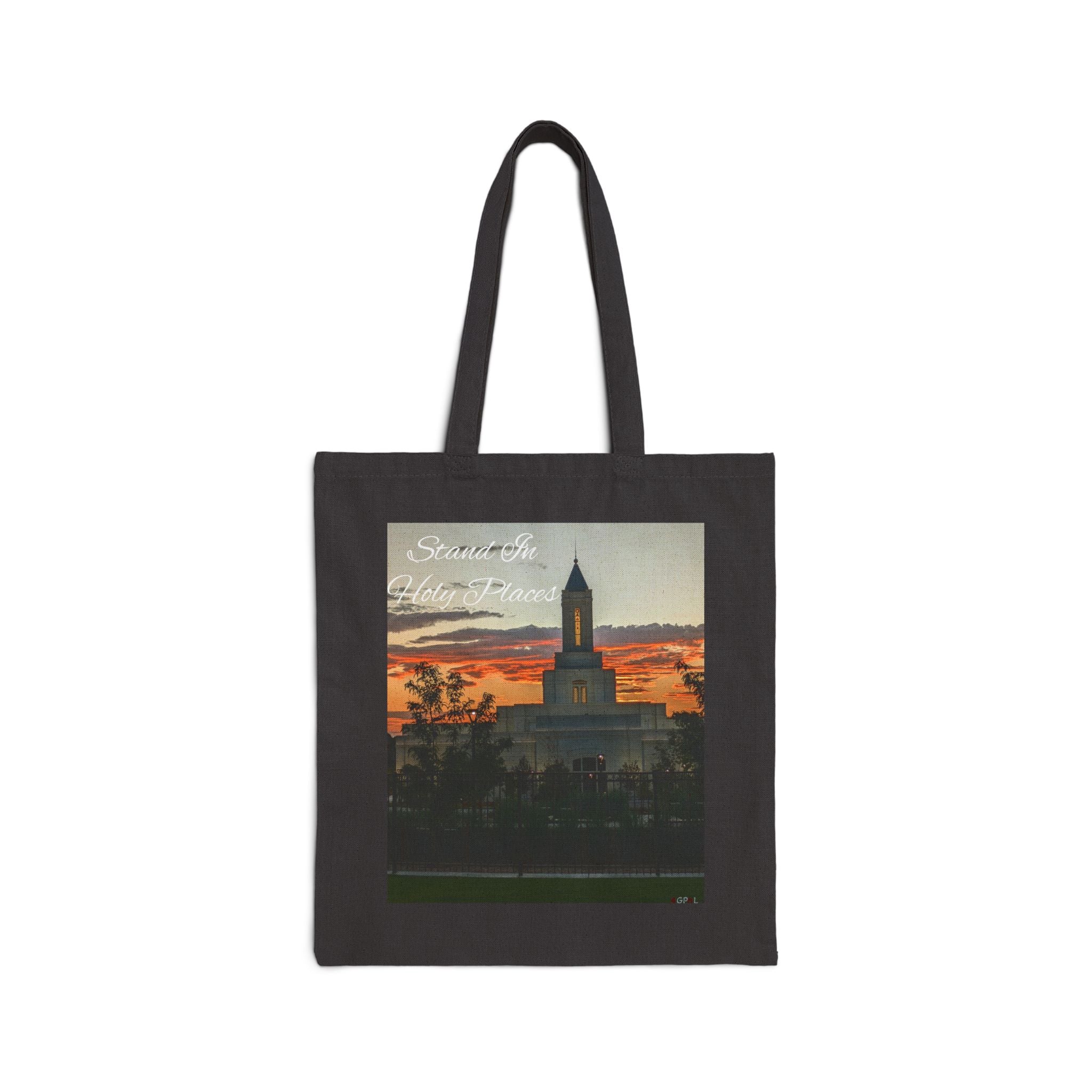 Sunset Temple Canvas Tote Bag – Scenic Evening Skyline Tote
