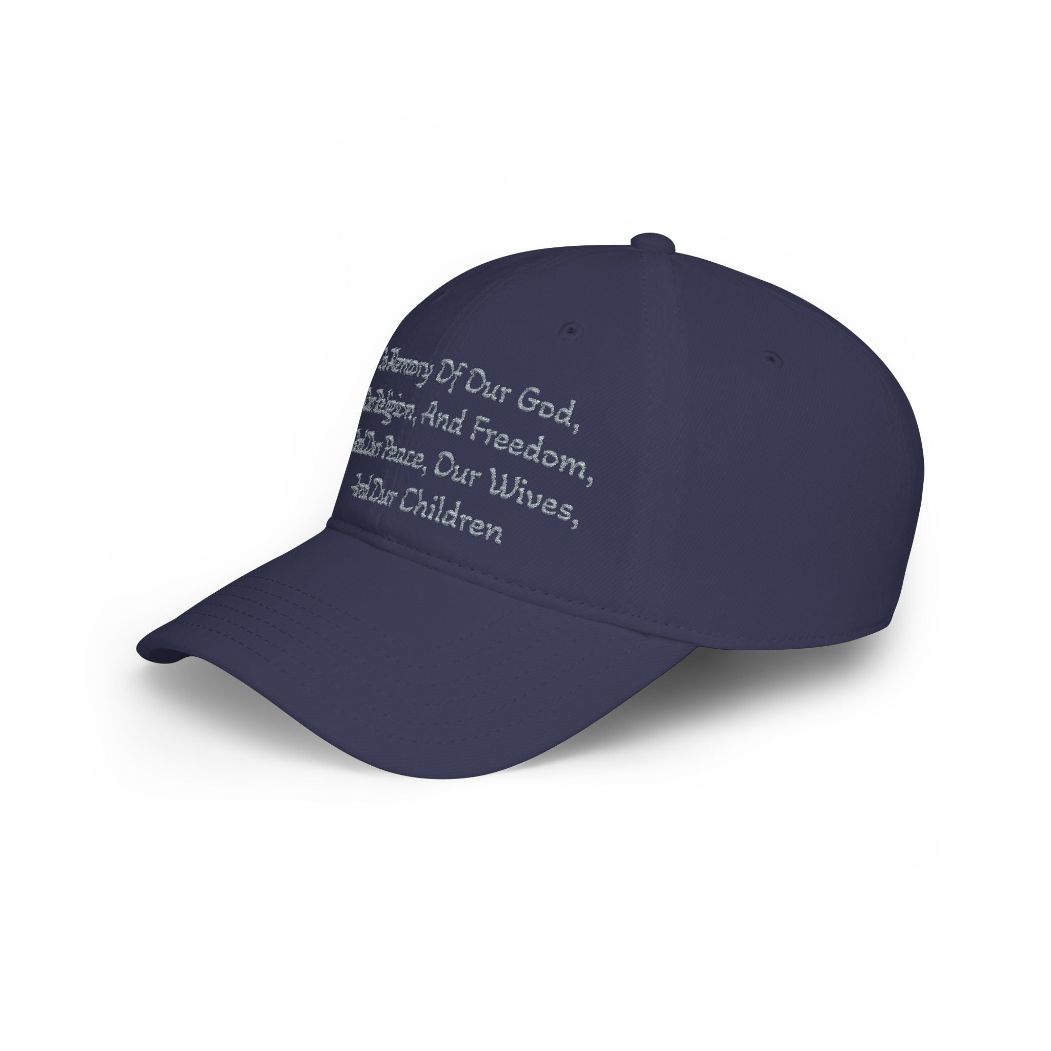 Embroidered Memorial Baseball Cap — "In Memory Of Our God, Our Religion, And Freedom..."
