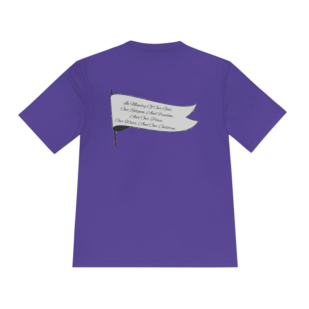 4GPnL "Title of Liberty" Flag Graphic Moisture-Wicking Tee — Inspirational Script Back Print
