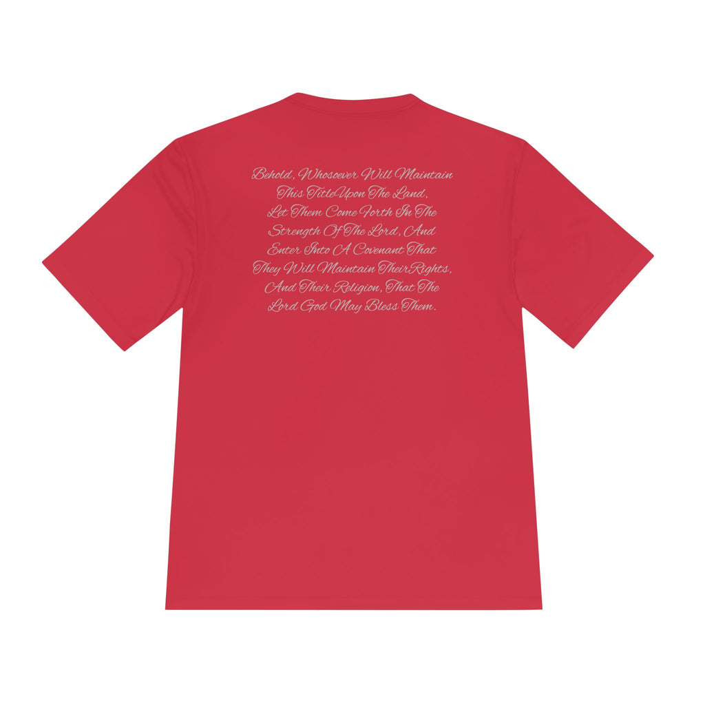 American Flag Title of Liberty Graphic Tee — Patriotic "Land of the Free" Moisture-Wicking Shirt
