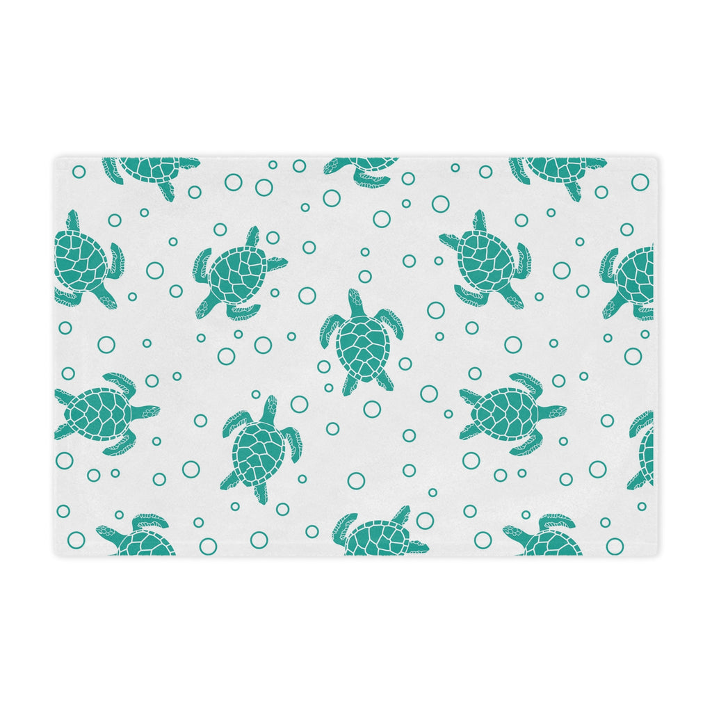 Sea Turtle Minky Blanket — Soft Teal Turtle Pattern Throw for Nursery & Beach Lovers