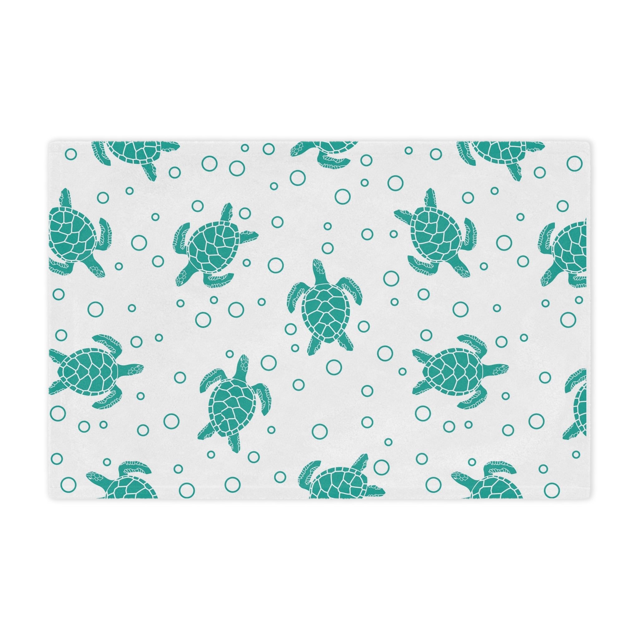 Sea Turtle Minky Blanket — Soft Teal Turtle Pattern Throw for Nursery & Beach Lovers