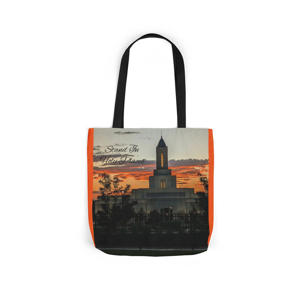 Grand Junction, CO Temple Canvas Tote Bag — Scenic Photo Print with Orange Accent Straps
