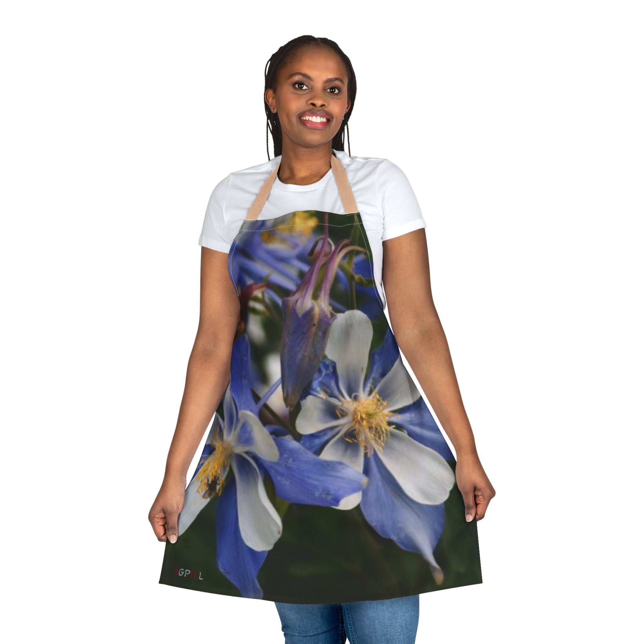 Blue Columbine Floral Apron — Gardeners & Home Cooks Gift