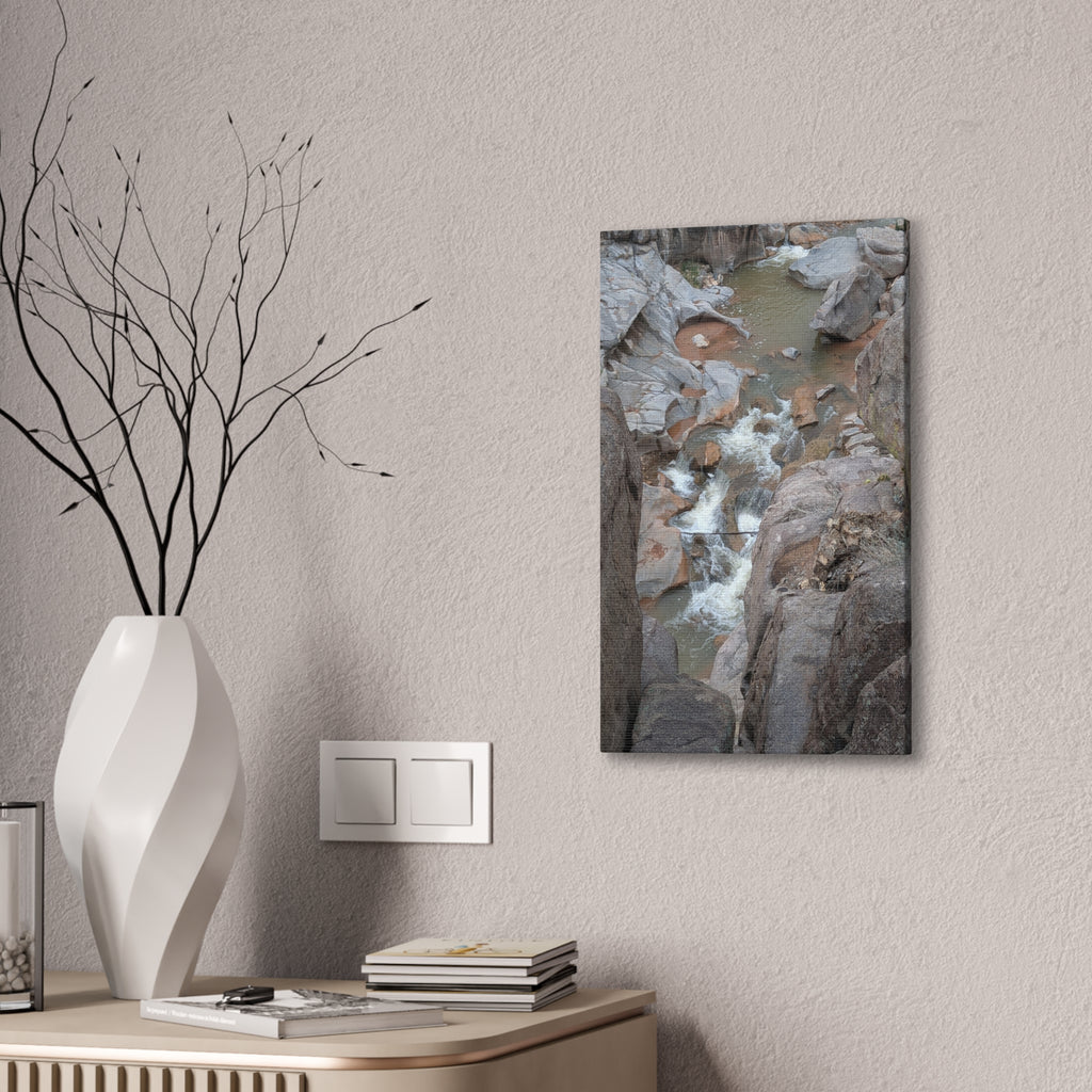 Gorge Rapids Canvas Print — Vertical River Canyon Wall Art