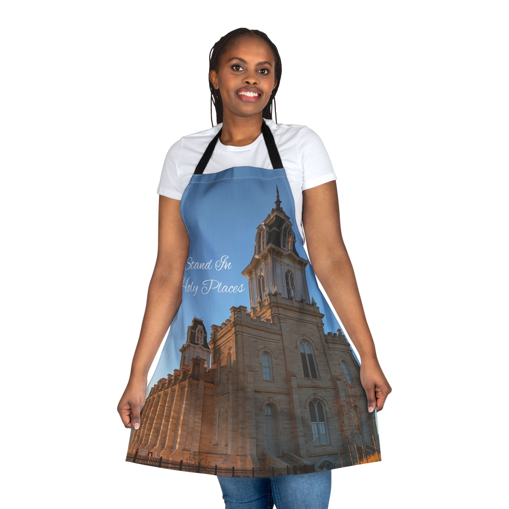 Manti Temple Apron — "Stand In Holy Places" Cooking Apron for Latter-day Saints, Temple Lover Gift