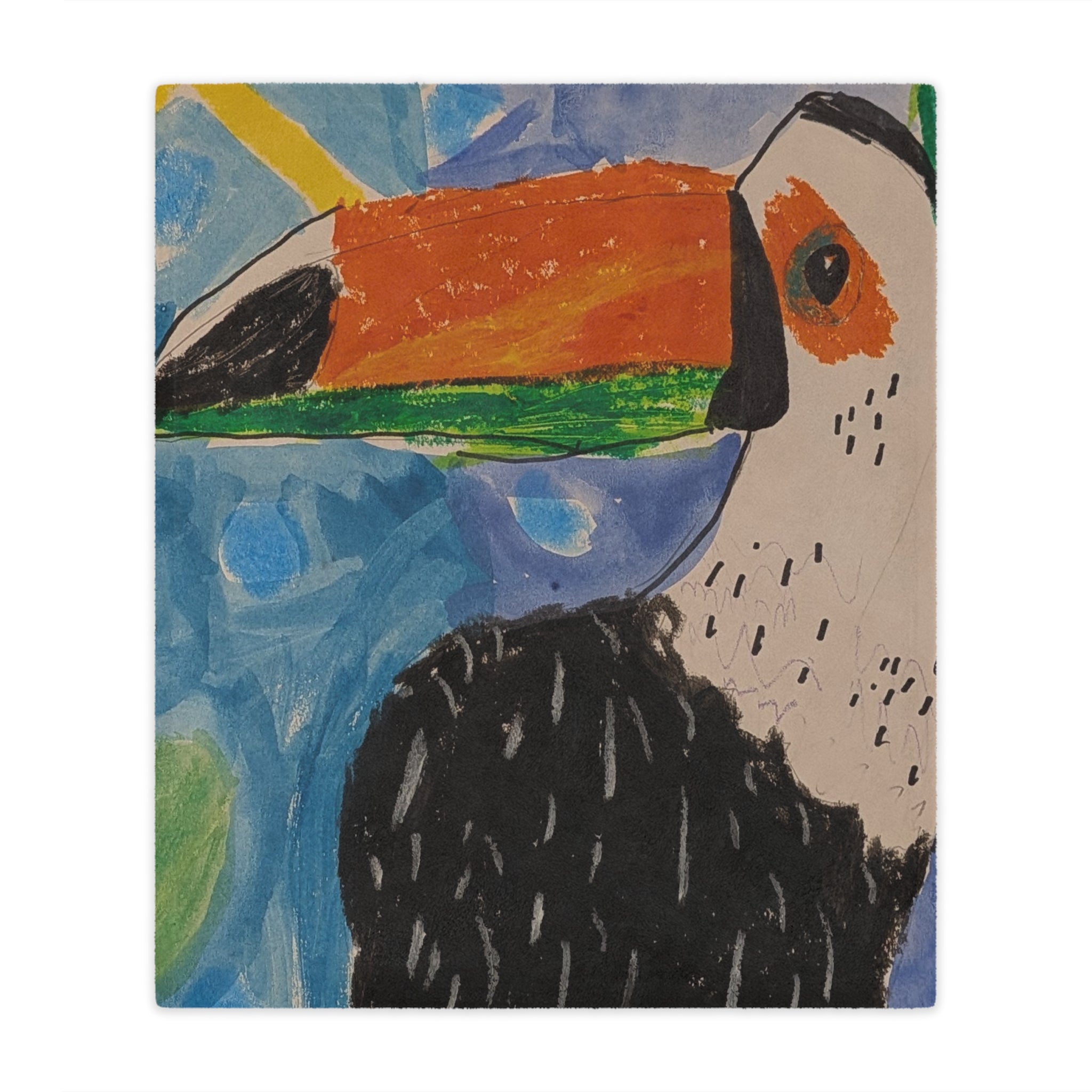 Toucan Art Minky Blanket — Colorful Tropical Bird Throw for Kids & Nature Lovers