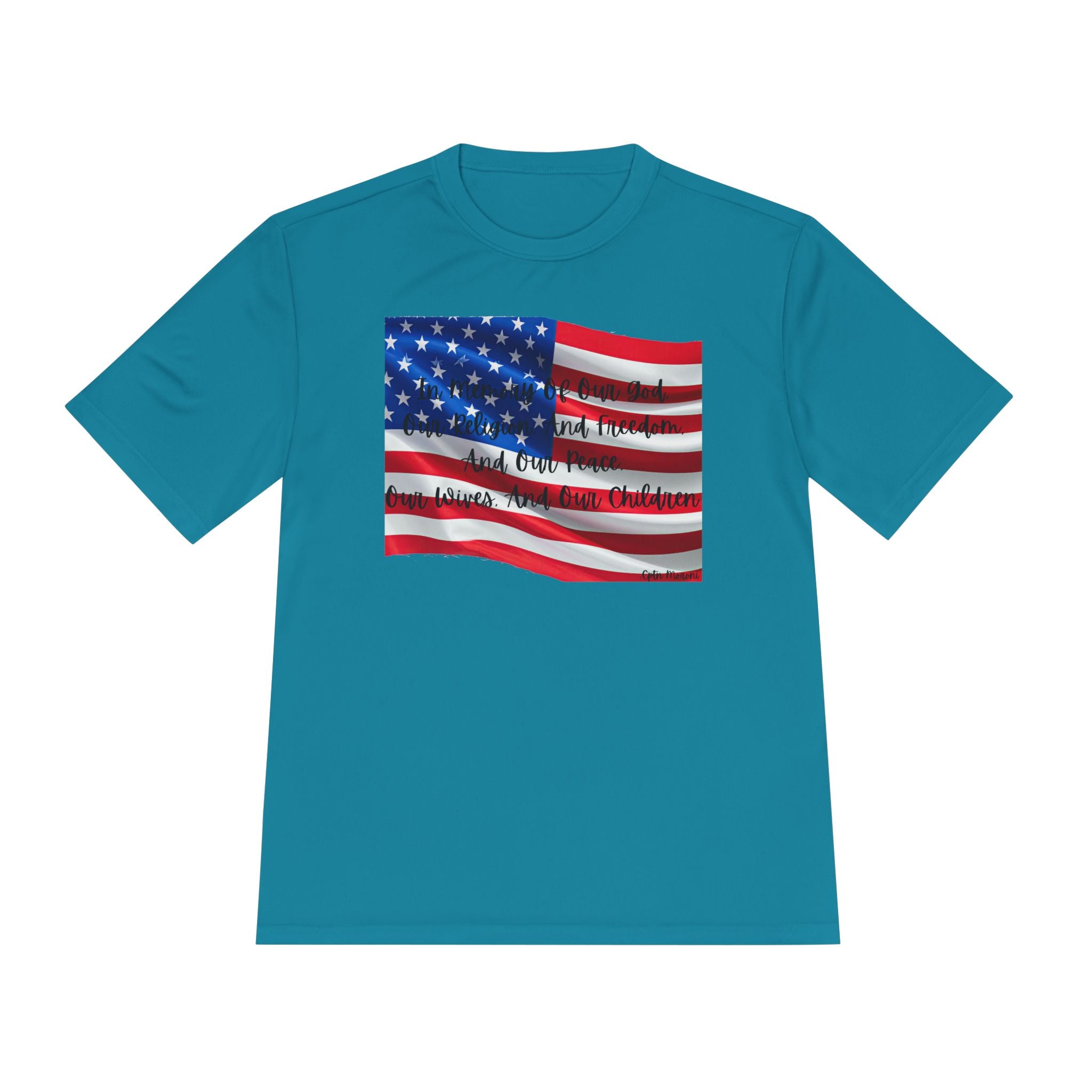 American Flag Title of Liberty Graphic Tee — Patriotic "Land of the Free" Moisture-Wicking Shirt