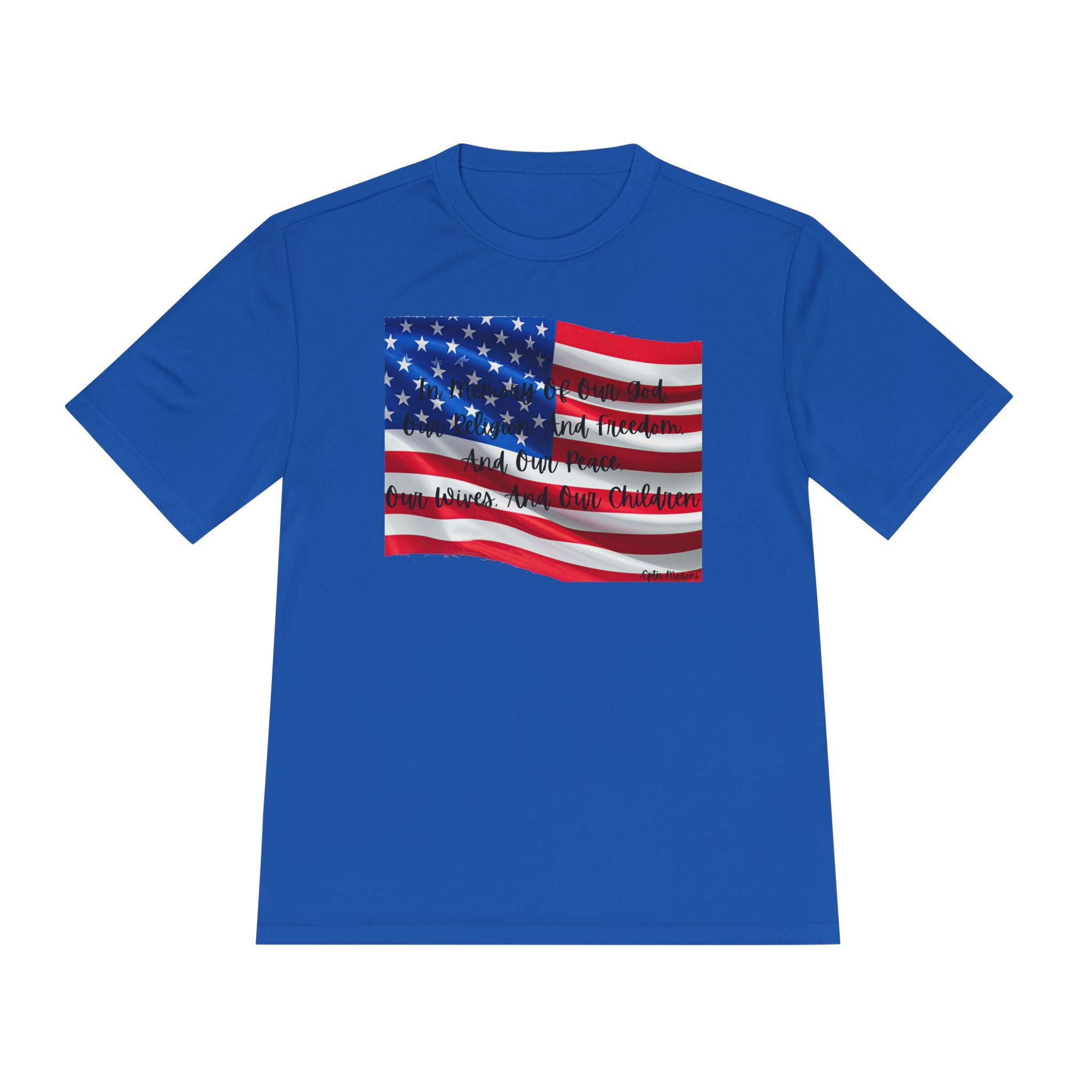 American Flag Title of Liberty Graphic Tee — Patriotic "Land of the Free" Moisture-Wicking Shirt
