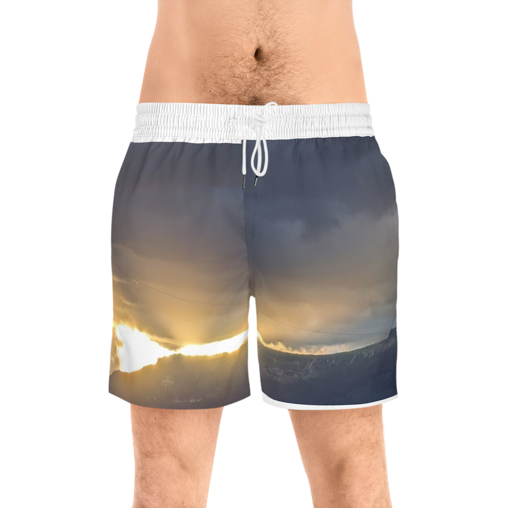 Sunrise Over the Mesa Swim Shorts — Men's Mid-Length Beach Trunks