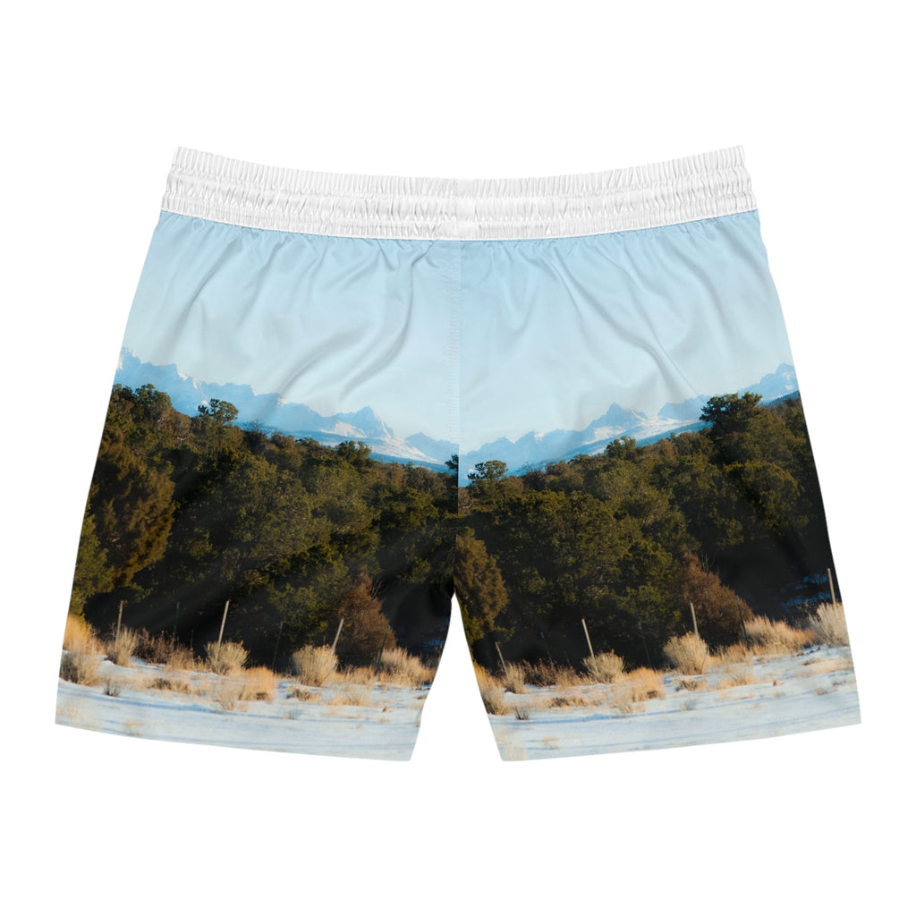 Men's Swim Shorts – Desert Mountain Landscape Print Mid-Length Beach Trunks
