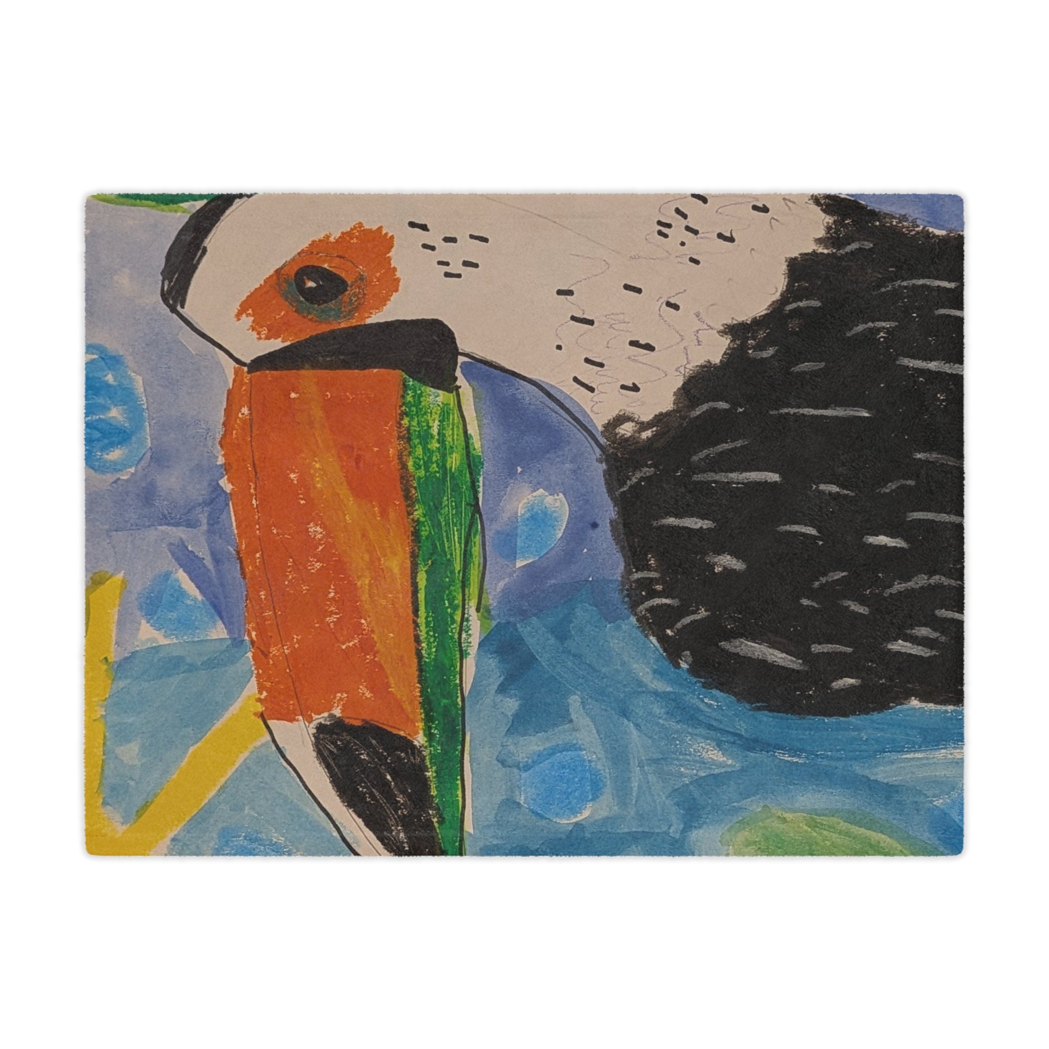 Toucan Art Minky Blanket — Colorful Tropical Bird Throw for Kids & Nature Lovers