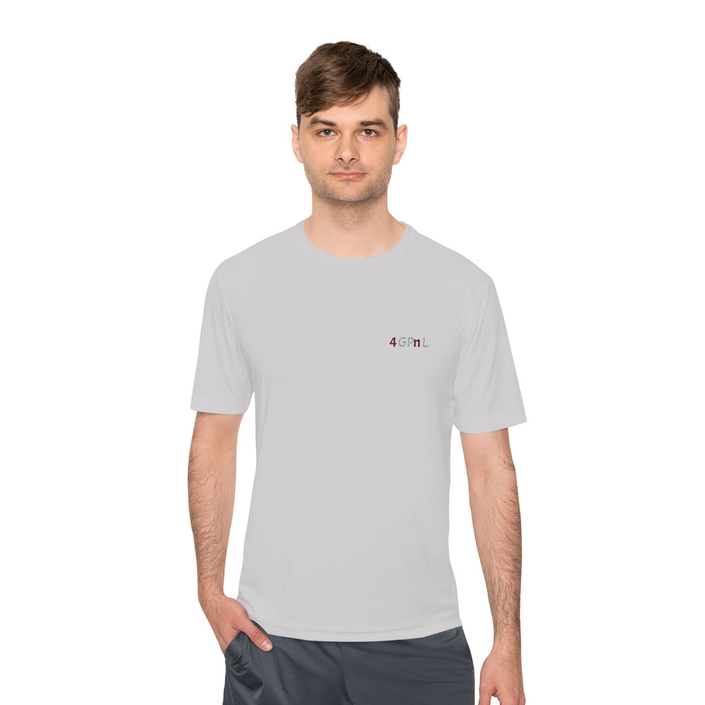 4GPnL "Title of Liberty" Flag Graphic Moisture-Wicking Tee — Inspirational Script Back Print