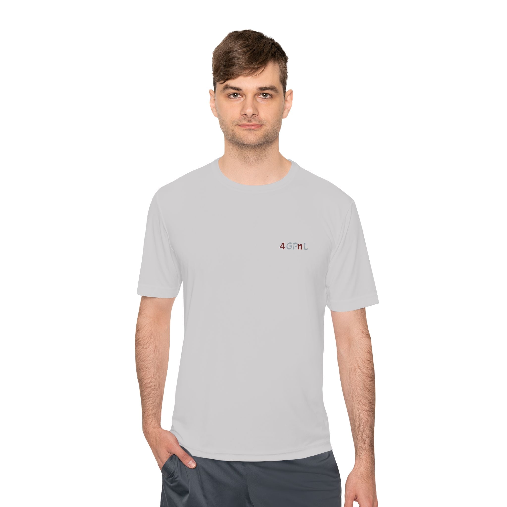 4GPnL "Title of Liberty" Flag Graphic Moisture-Wicking Tee — Inspirational Script Back Print