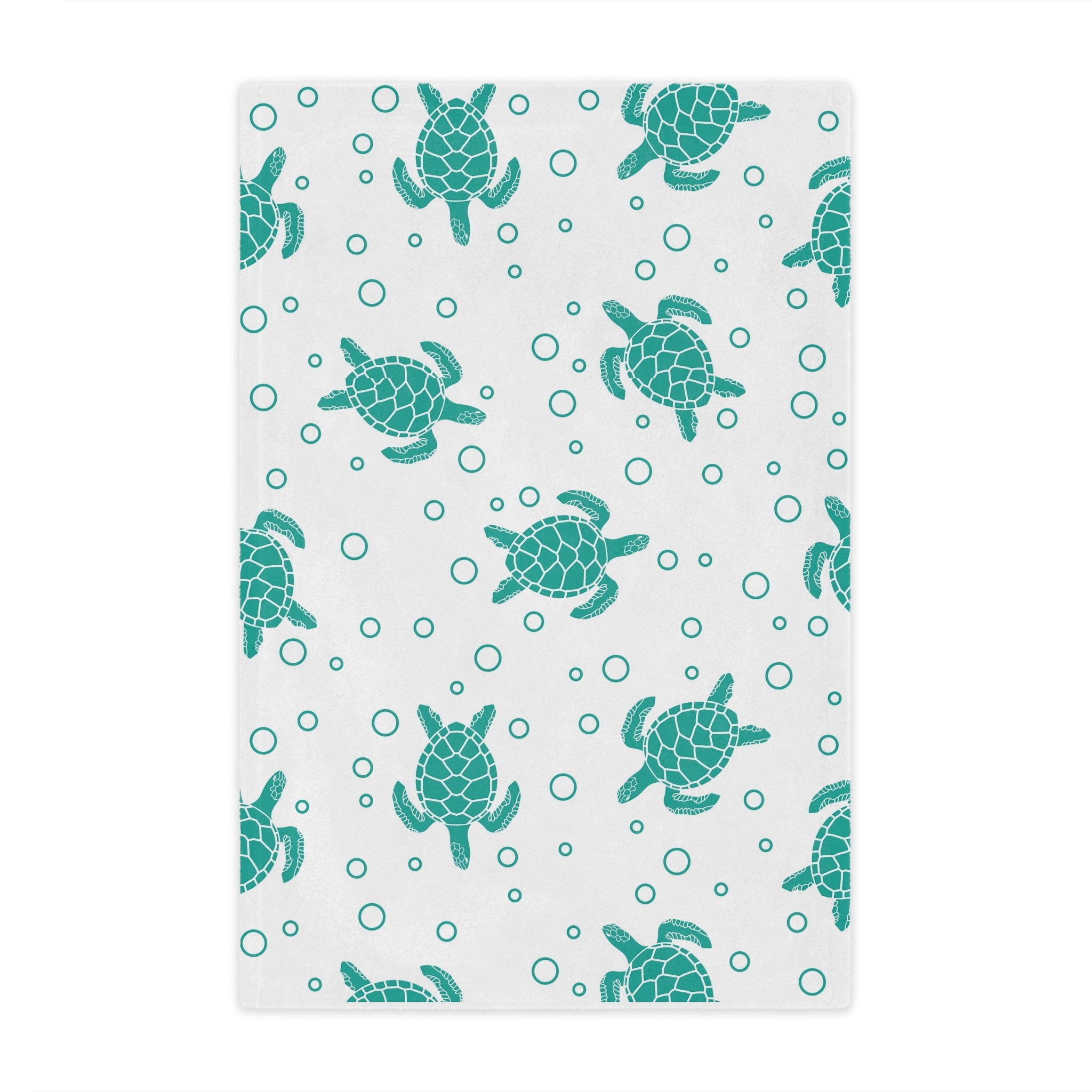 Sea Turtle Minky Blanket — Soft Teal Turtle Pattern Throw for Nursery & Beach Lovers