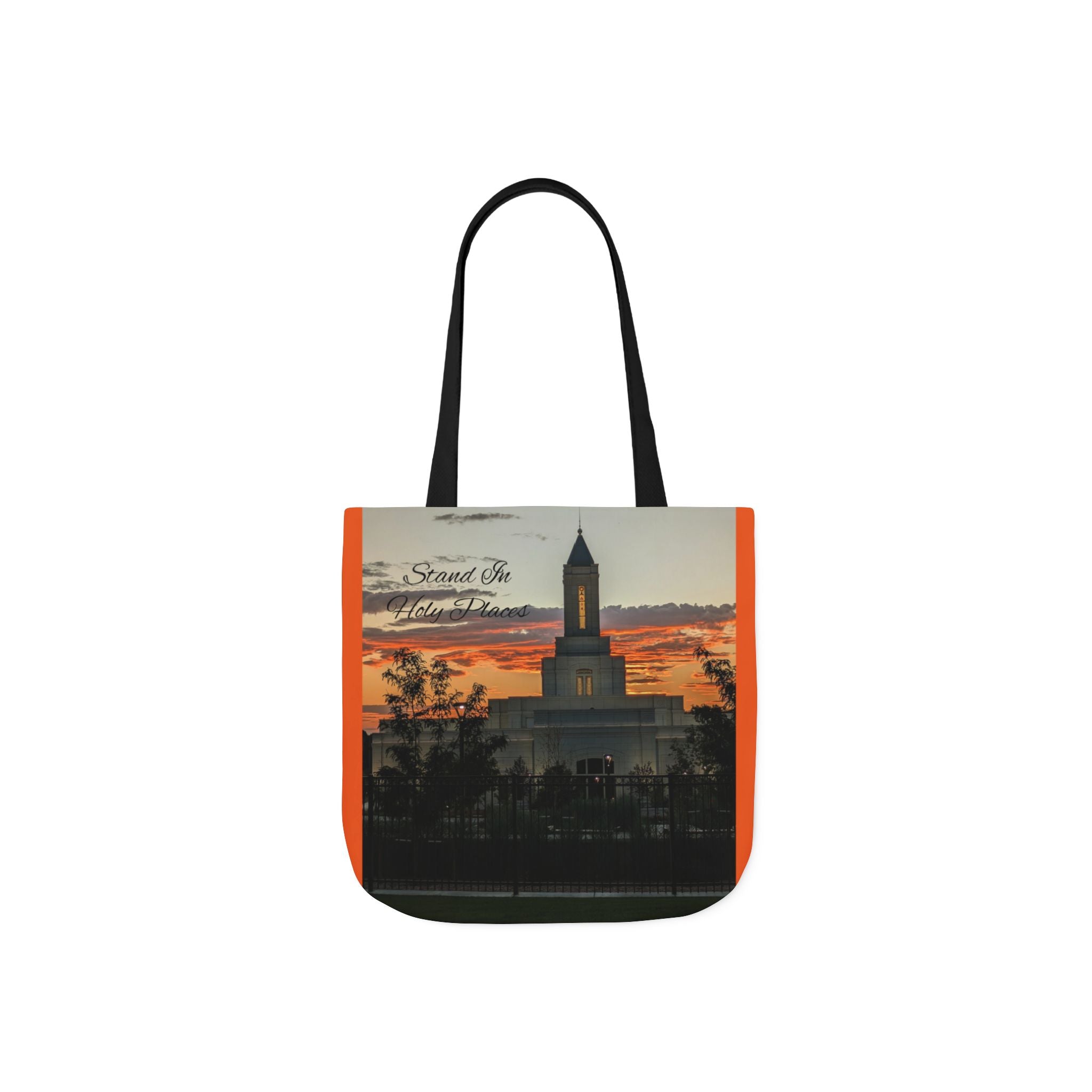 Grand Junction, CO Temple Canvas Tote Bag — Scenic Photo Print with Orange Accent Straps