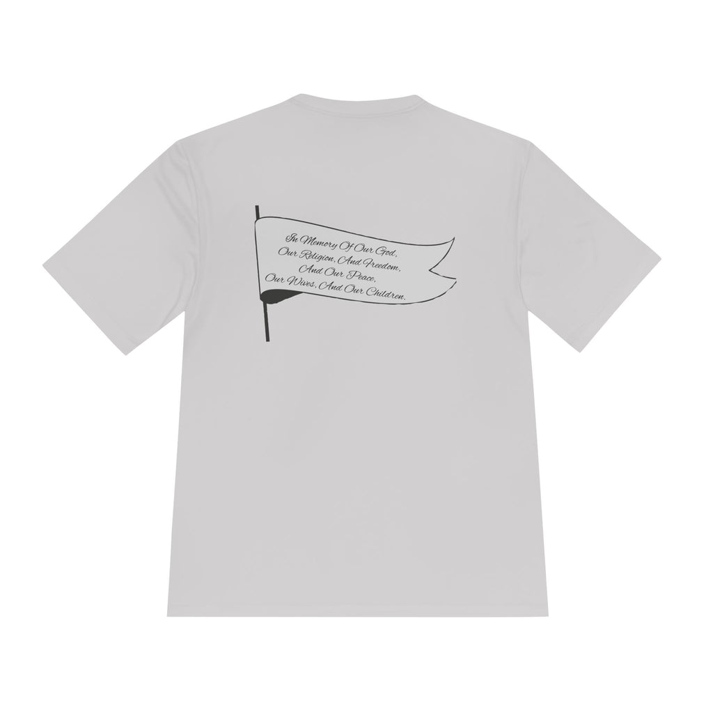 4GPnL "Title of Liberty" Flag Graphic Moisture-Wicking Tee — Inspirational Script Back Print