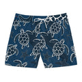 Sea Turtle Print Swim Shorts — Men's Nautical Beach Trunks