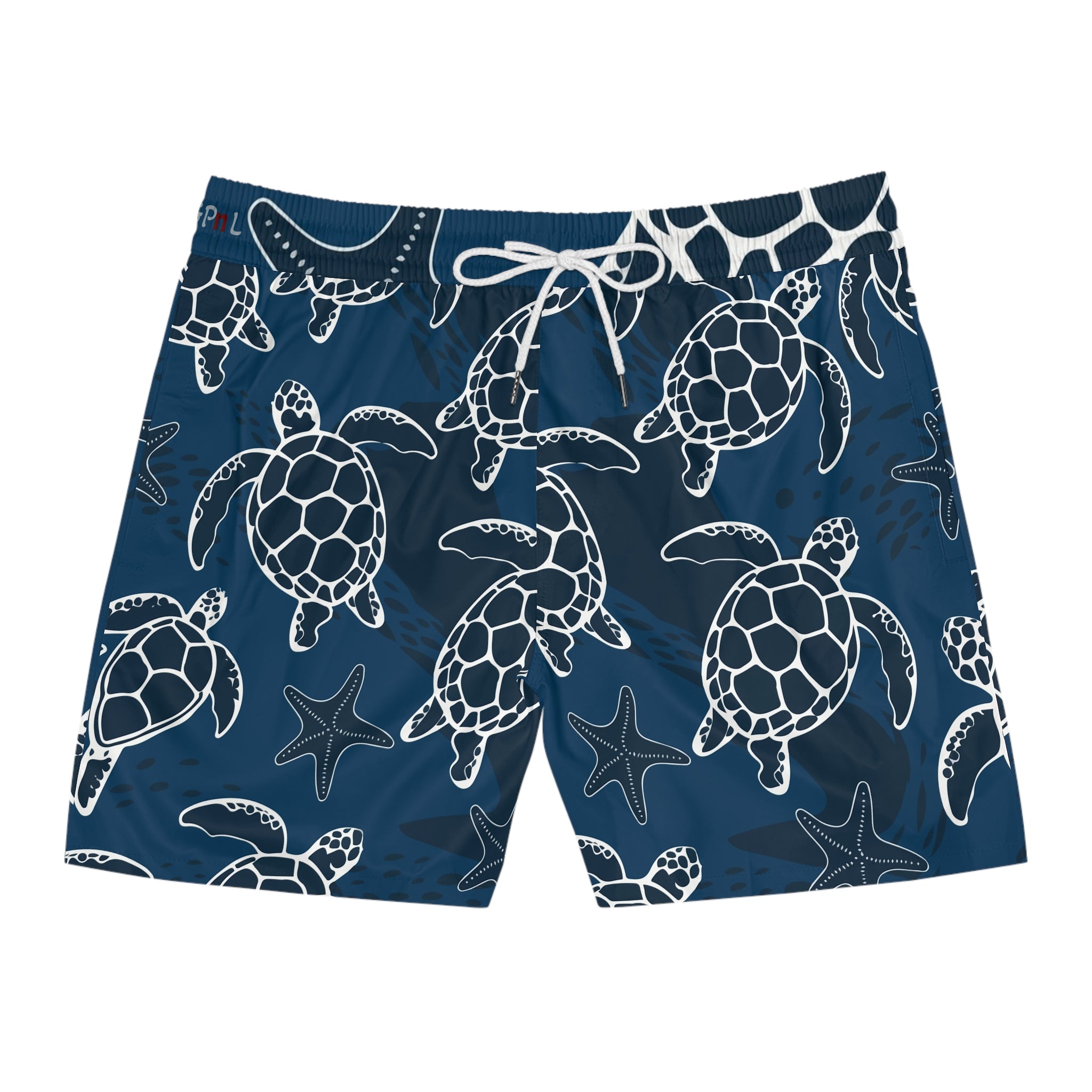 Sea Turtle Print Swim Shorts — Men's Nautical Beach Trunks