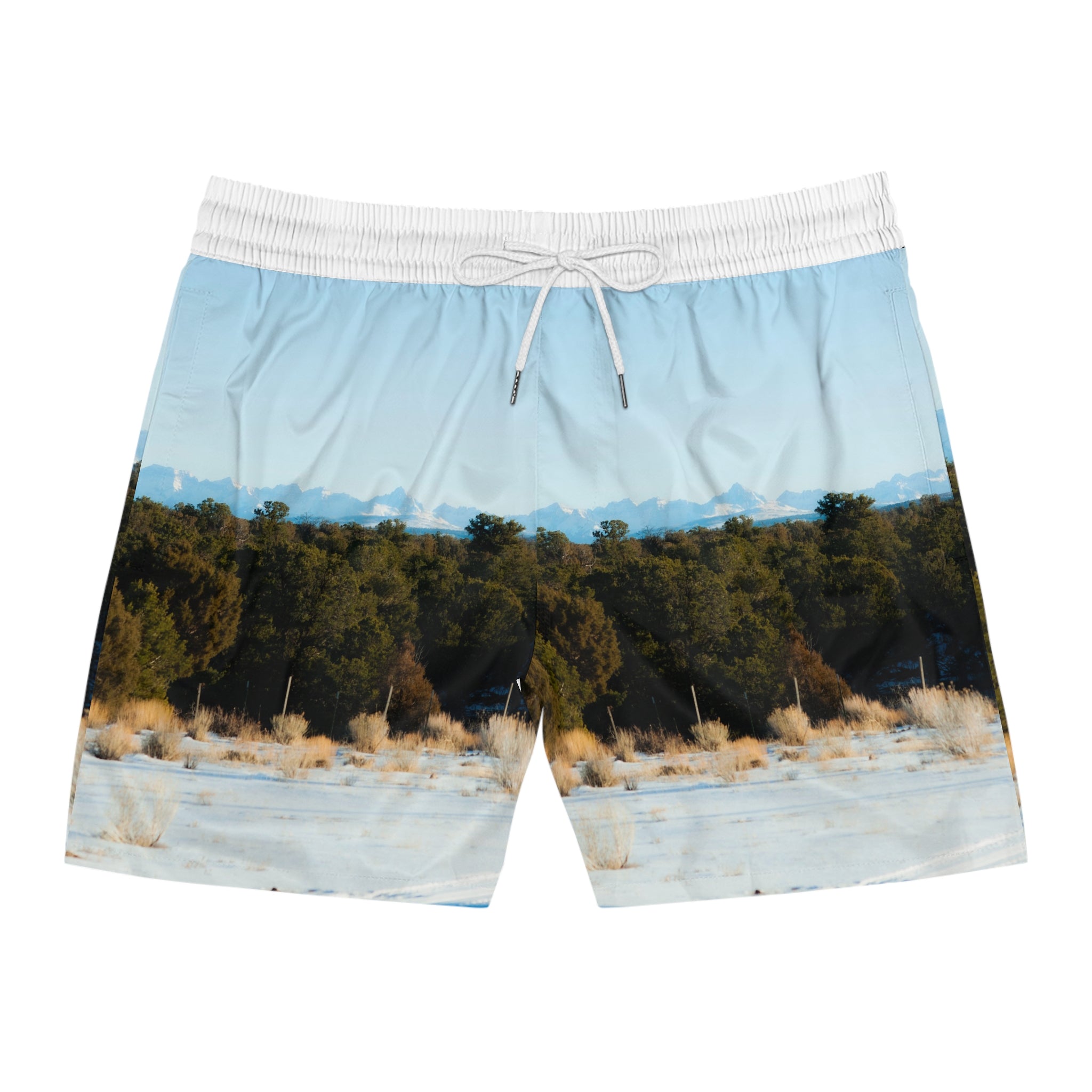 Men's Swim Shorts – Desert Mountain Landscape Print Mid-Length Beach Trunks