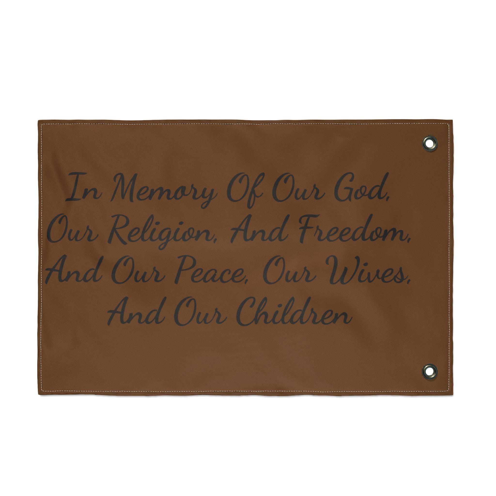 Title of Liberty Double-Sided Flag — "In Memory Of Our God, Our Religion, And Freedom"