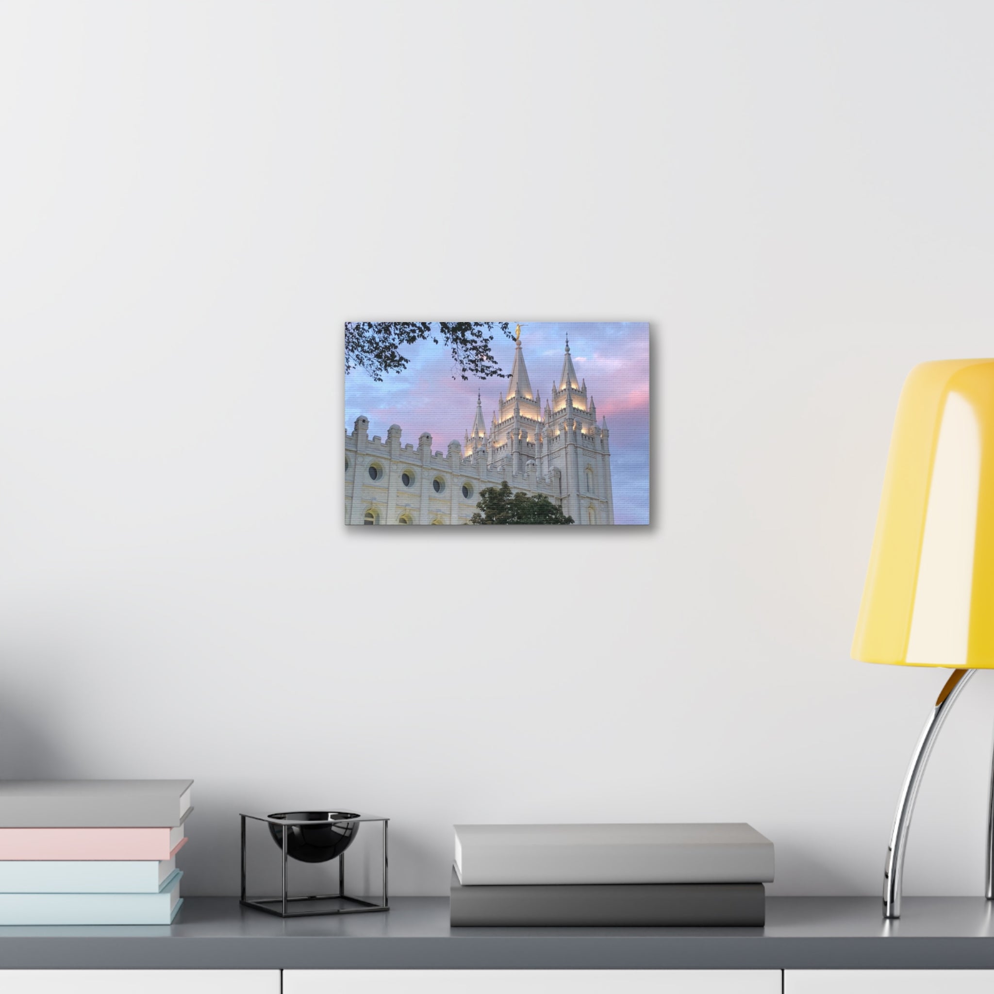 Salt Lake Temple Canvas Print — Pink Sky Religious Wall Art