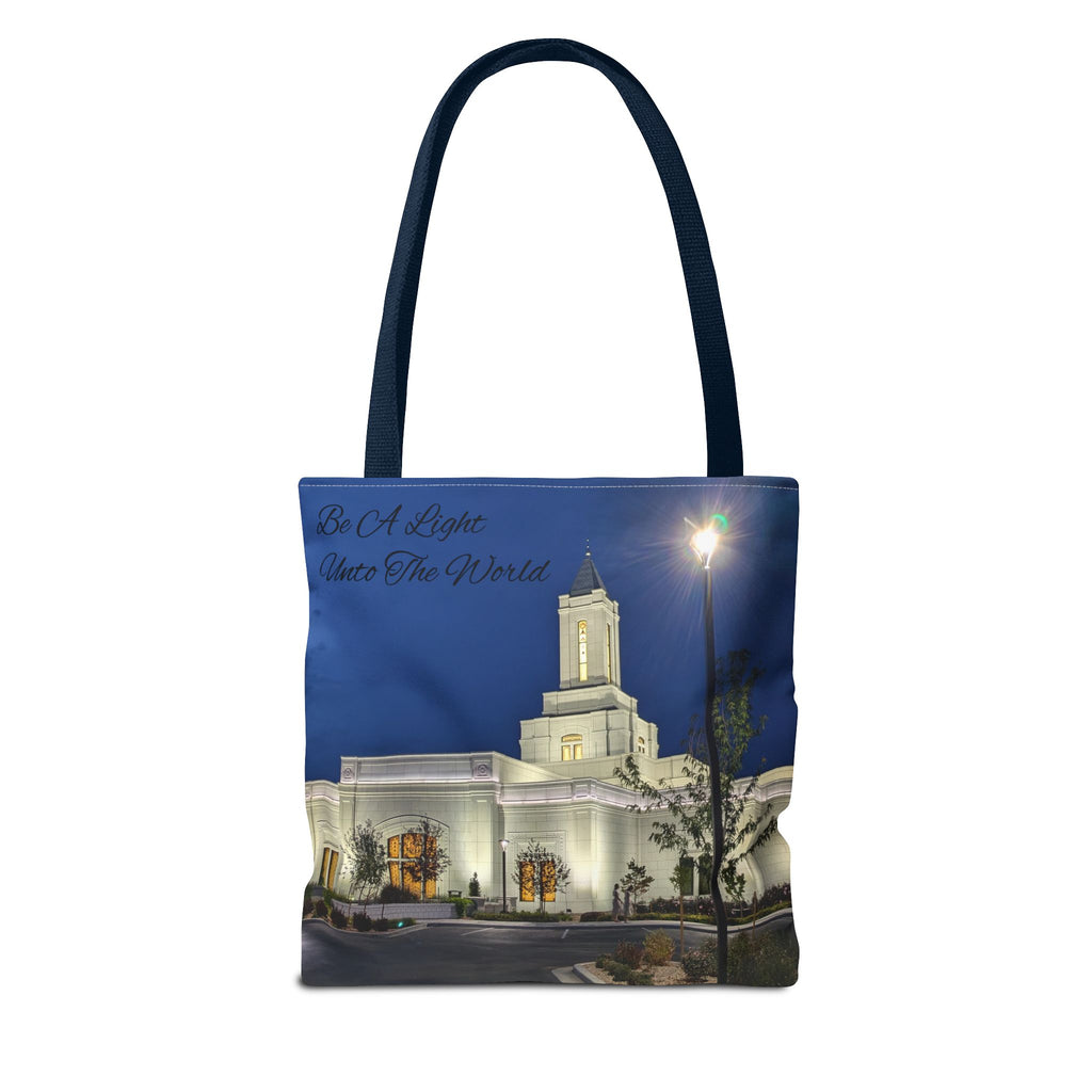 Temple Nightscape Tote Bag — "Be A Light unto the World" Canvas Carryall