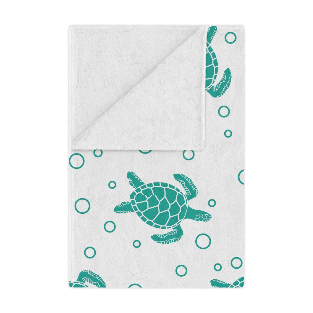 Sea Turtle Minky Blanket — Soft Teal Turtle Pattern Throw for Nursery & Beach Lovers