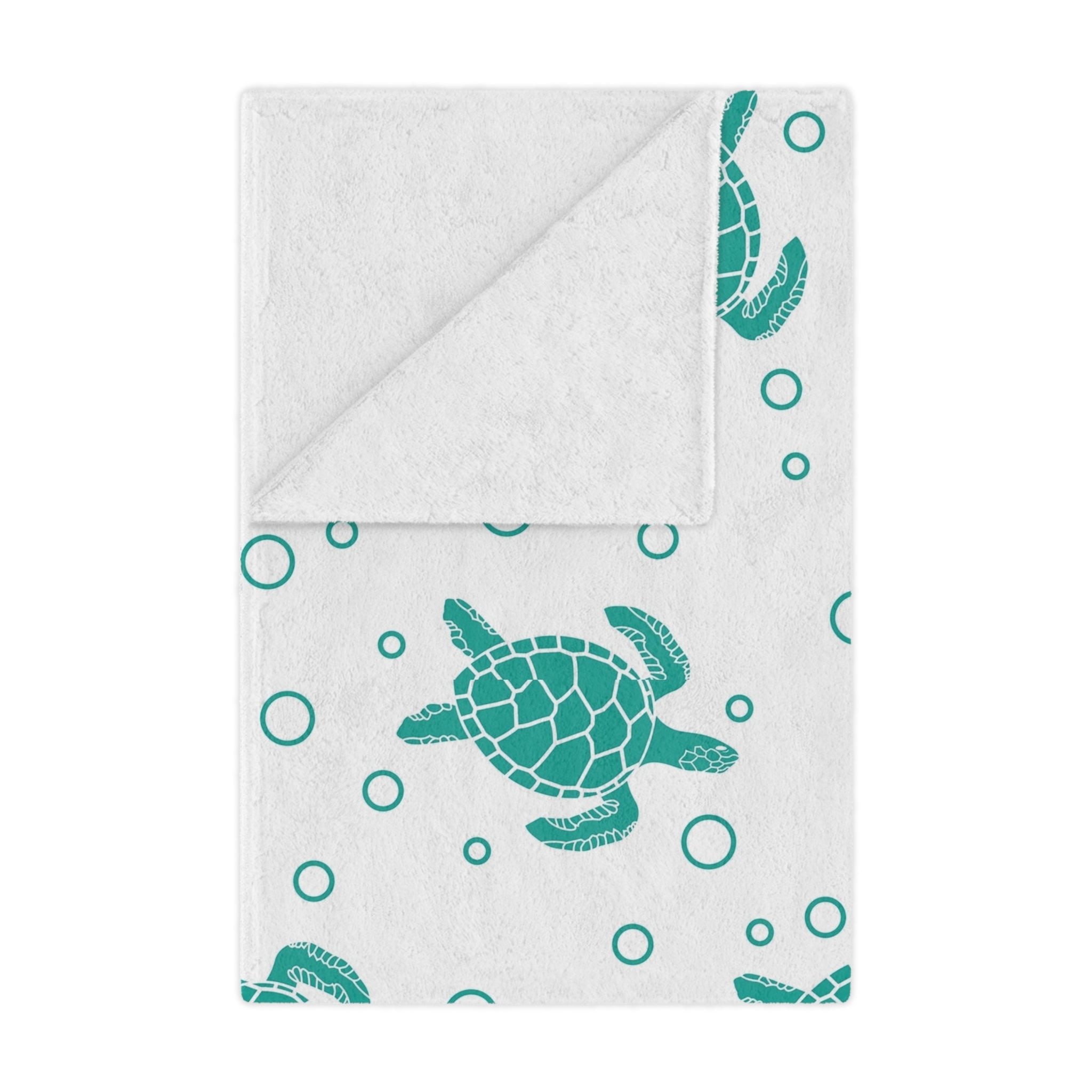 Sea Turtle Minky Blanket — Soft Teal Turtle Pattern Throw for Nursery & Beach Lovers