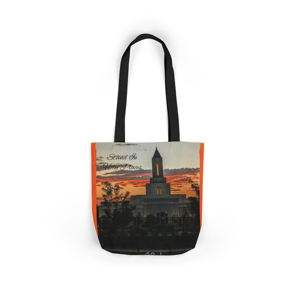 Grand Junction, CO Temple Canvas Tote Bag — Scenic Photo Print with Orange Accent Straps