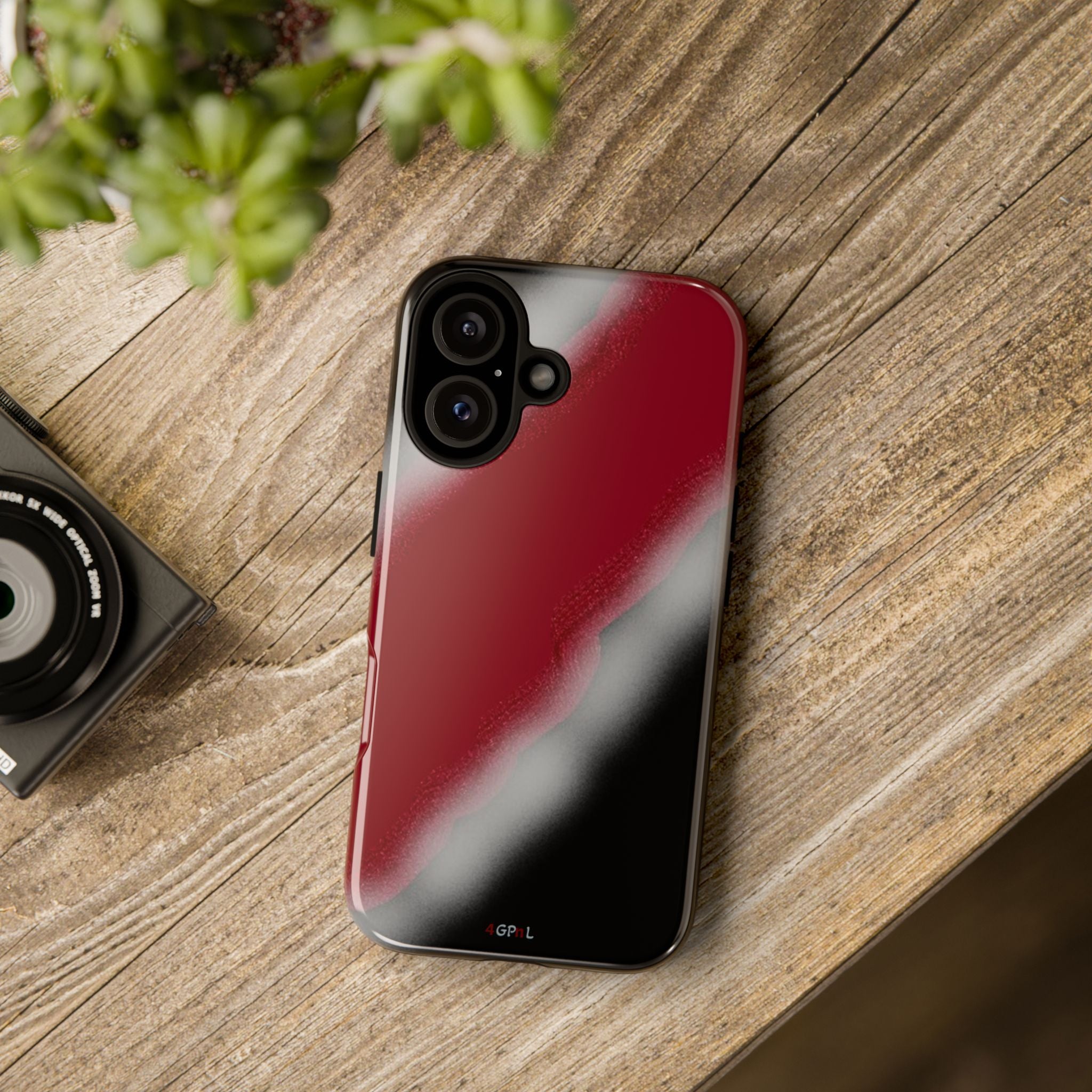 Red and Black Gradient Tough Phone Case — Shockproof Protective Cover