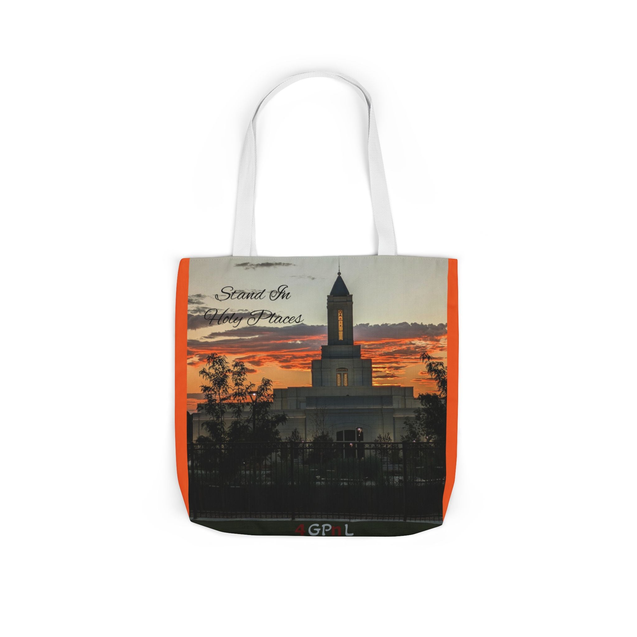 Grand Junction, CO Temple Canvas Tote Bag — Scenic Photo Print with Orange Accent Straps