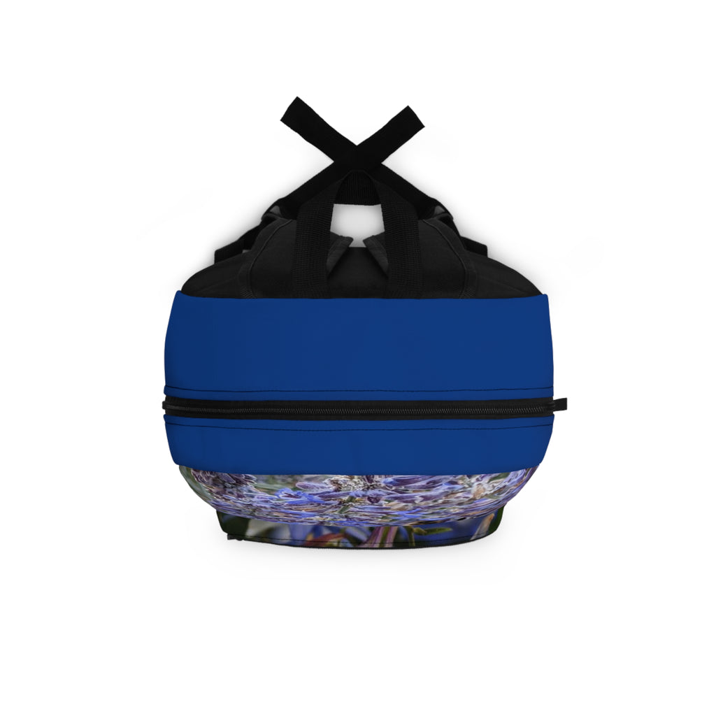 Blue Columbine Floral Backpack — Botanical Flower Print School Bag