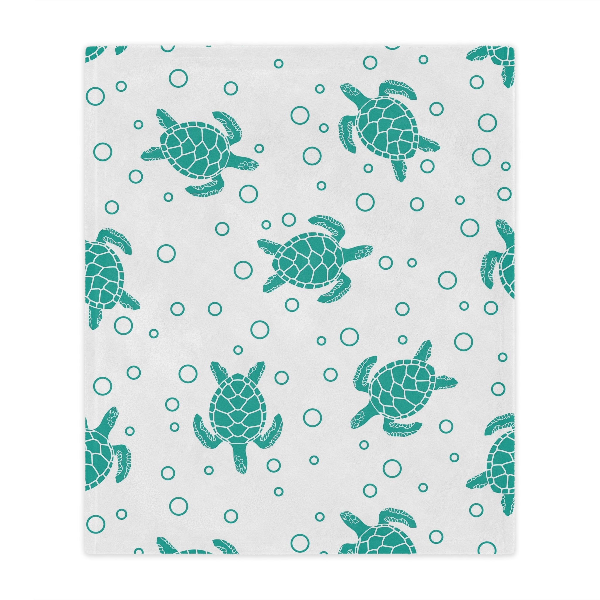 Sea Turtle Minky Blanket — Soft Teal Turtle Pattern Throw for Nursery & Beach Lovers