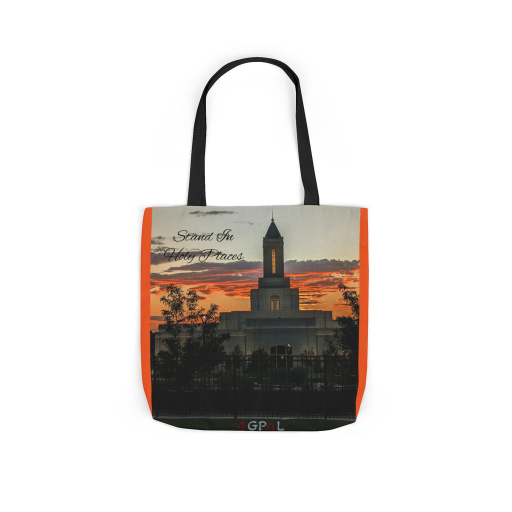 Grand Junction, CO Temple Canvas Tote Bag — Scenic Photo Print with Orange Accent Straps