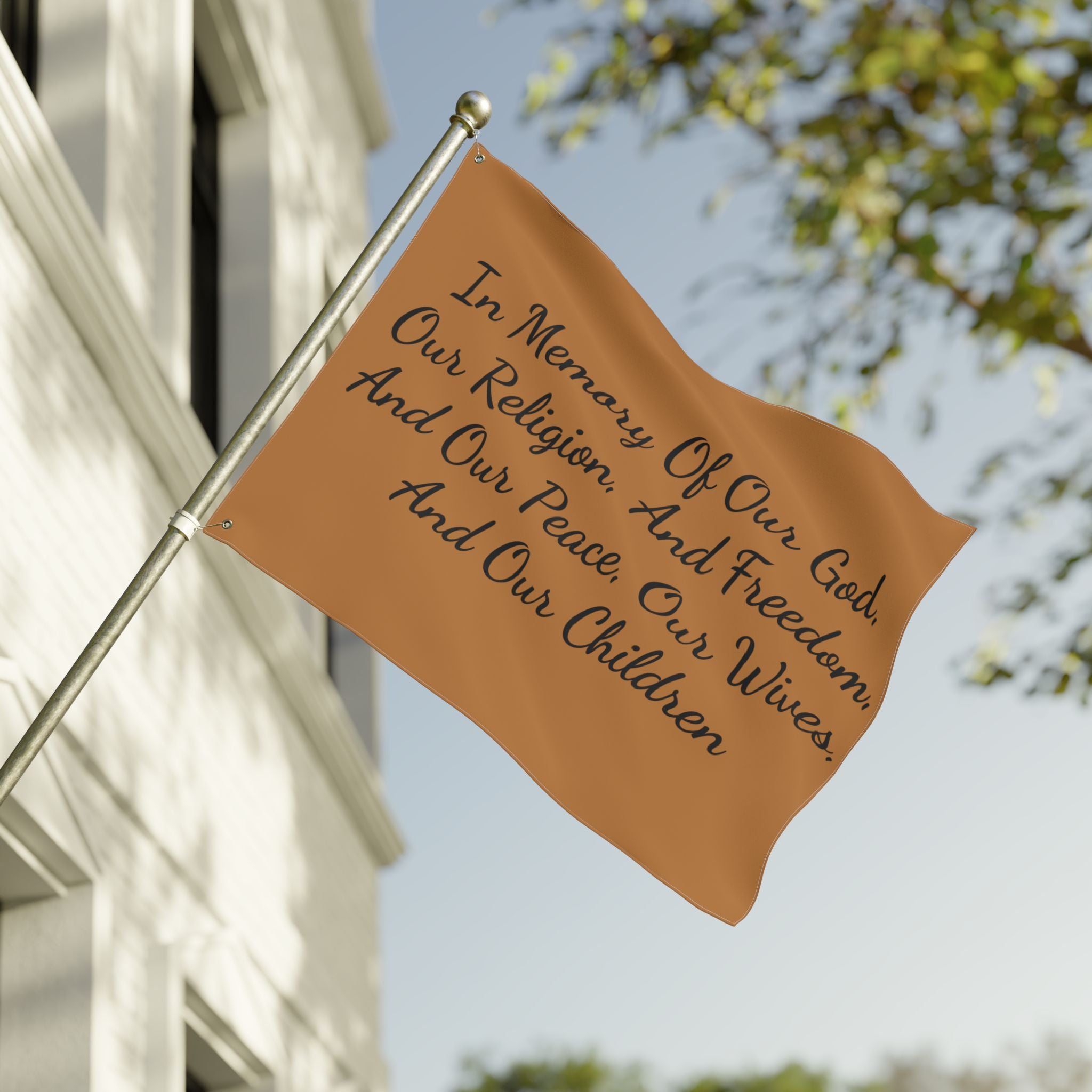 Title of Liberty Flag - "In Memory Of Our God, Our Religion, And Freedom" Double-Sided Garden Banner