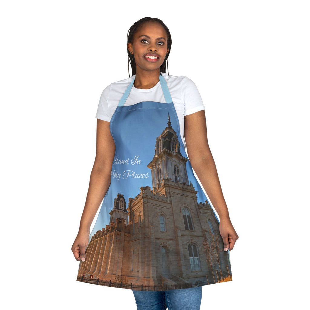 Manti Temple Apron — "Stand In Holy Places" Cooking Apron for Latter-day Saints, Temple Lover Gift