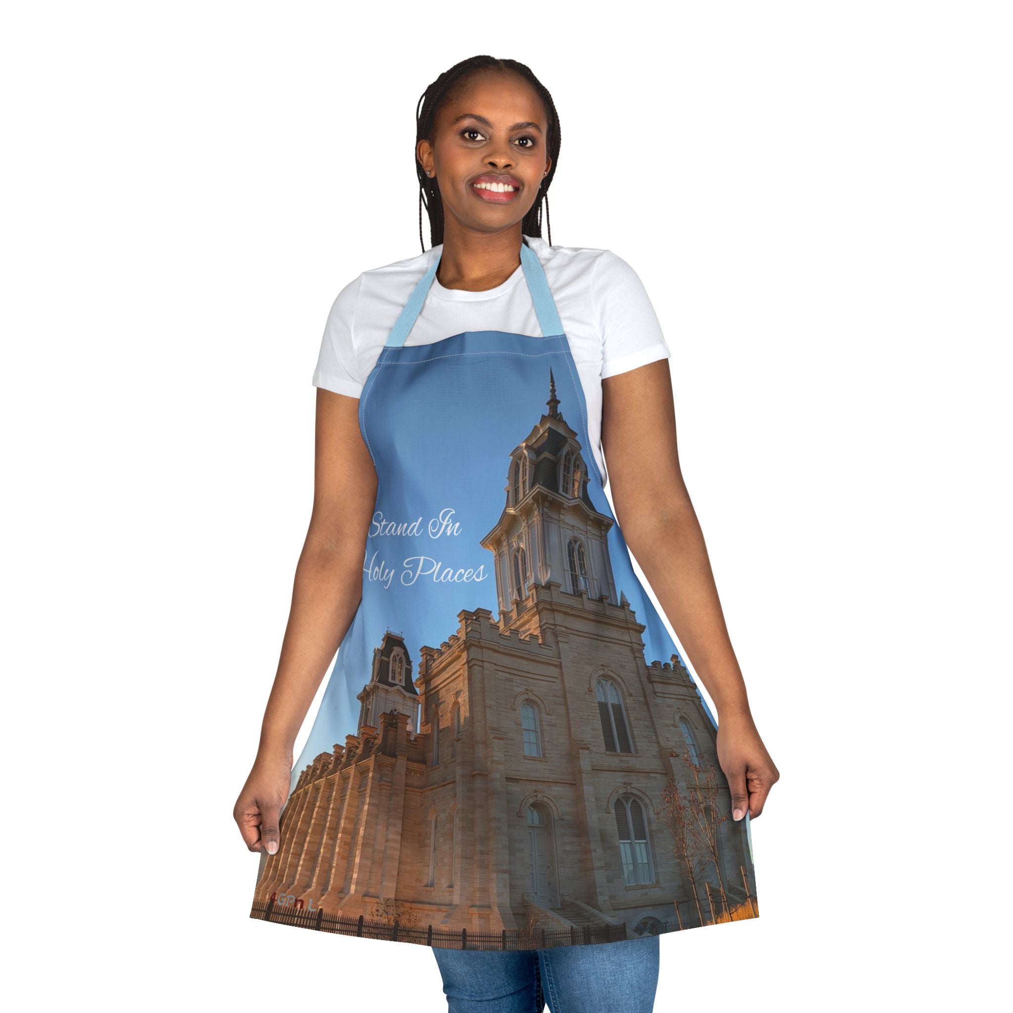 Manti Temple Apron — "Stand In Holy Places" Cooking Apron for Latter-day Saints, Temple Lover Gift