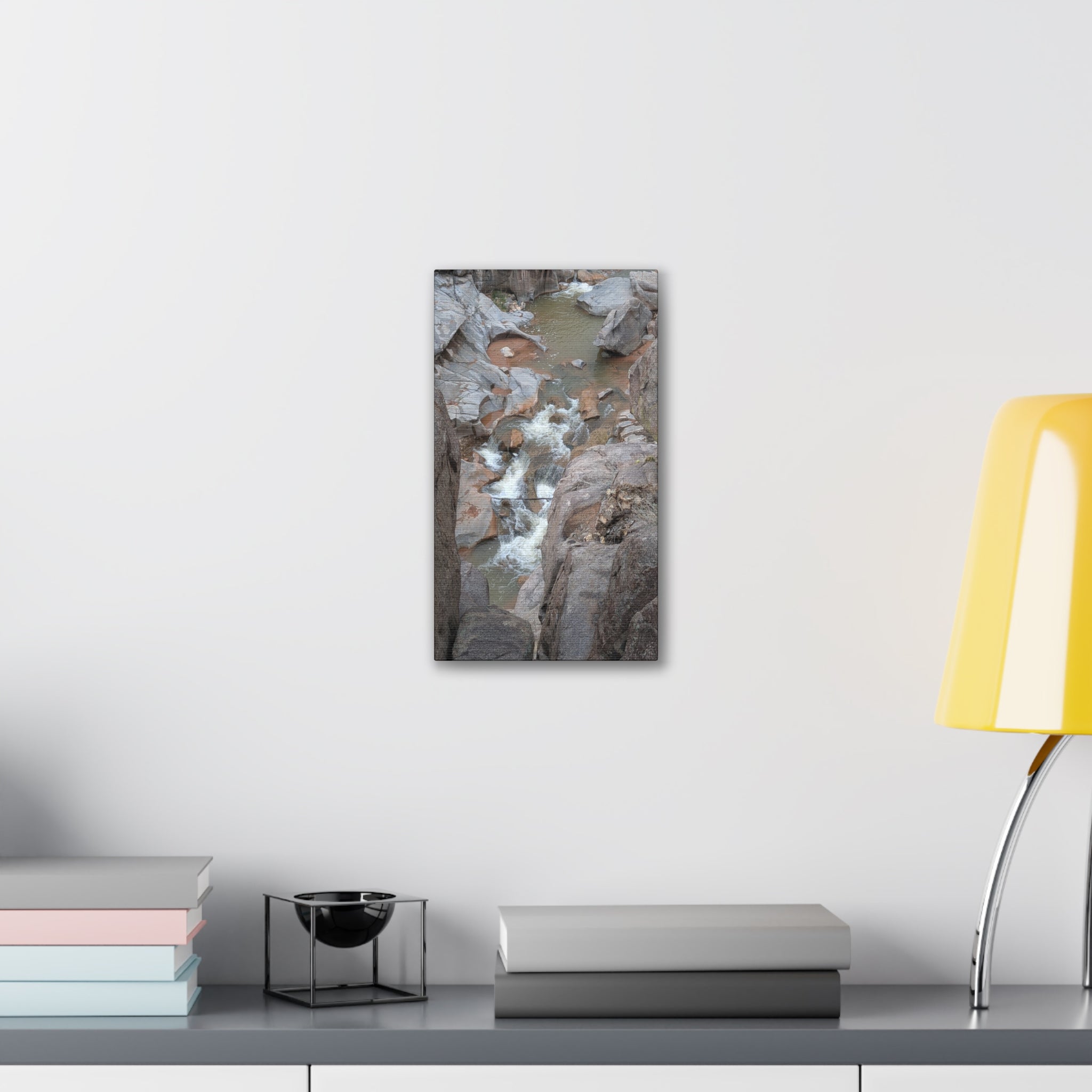 Gorge Rapids Canvas Print — Vertical River Canyon Wall Art